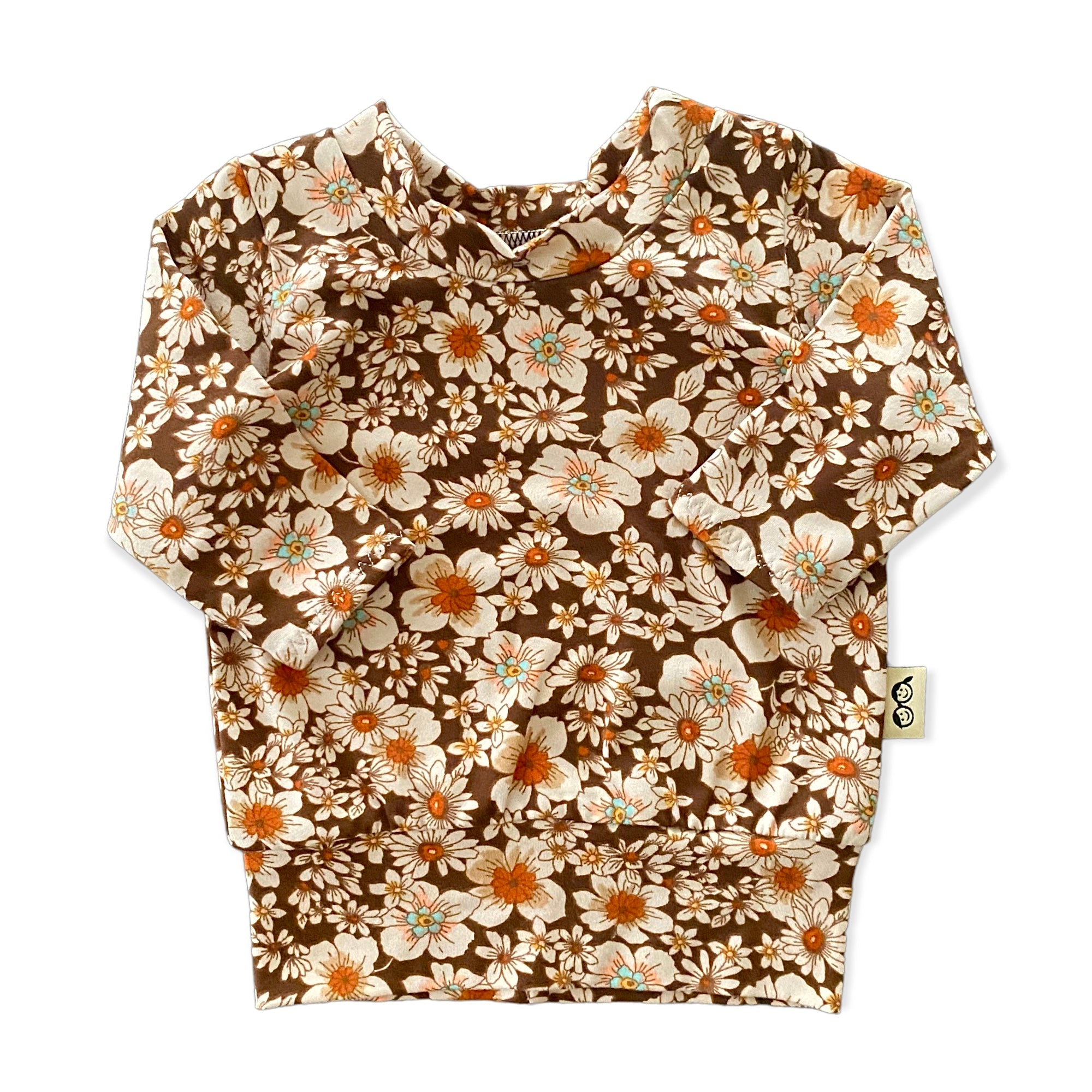 Vintage Flowers on Brown Lounge Top