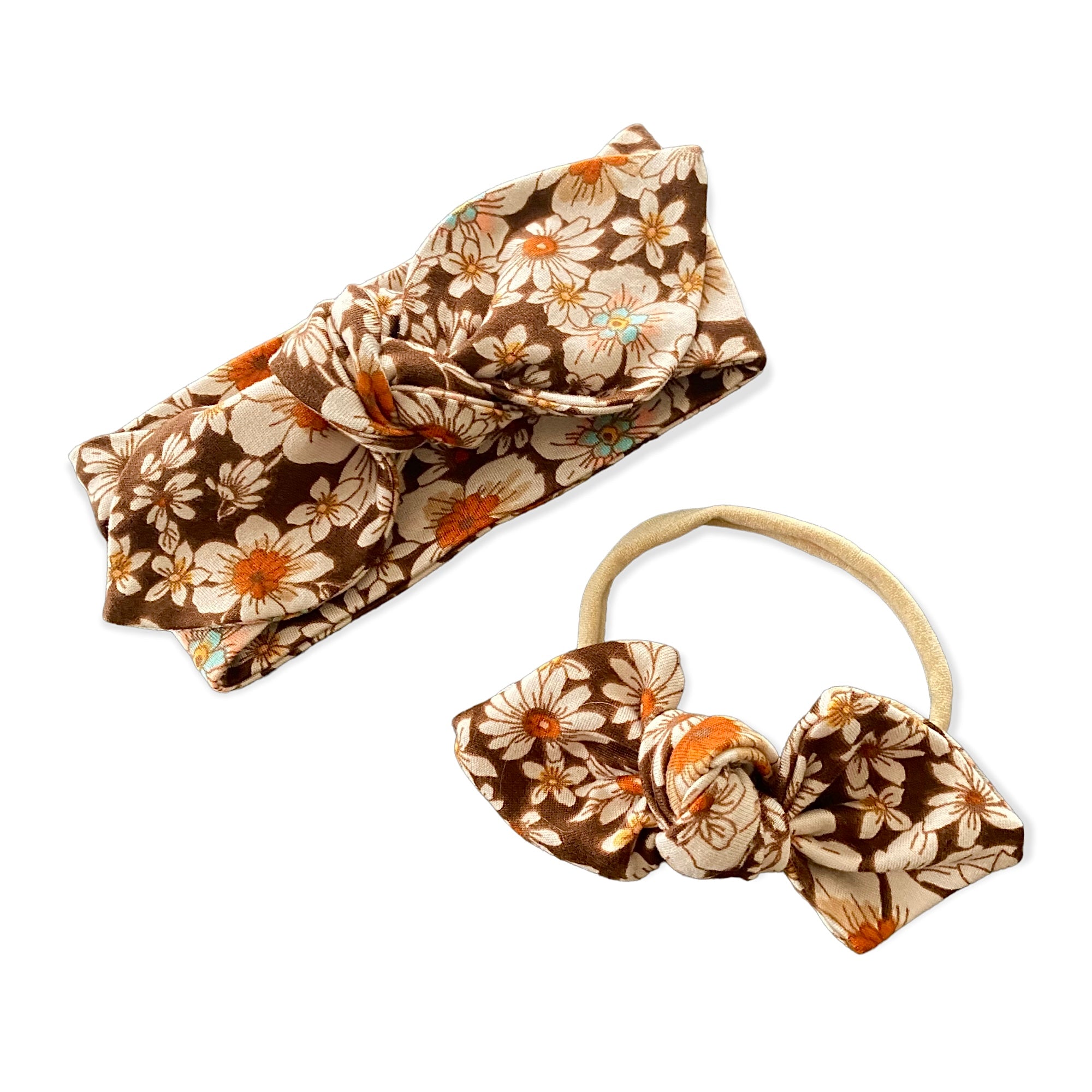 Vintage Flowers on Brown Headbands