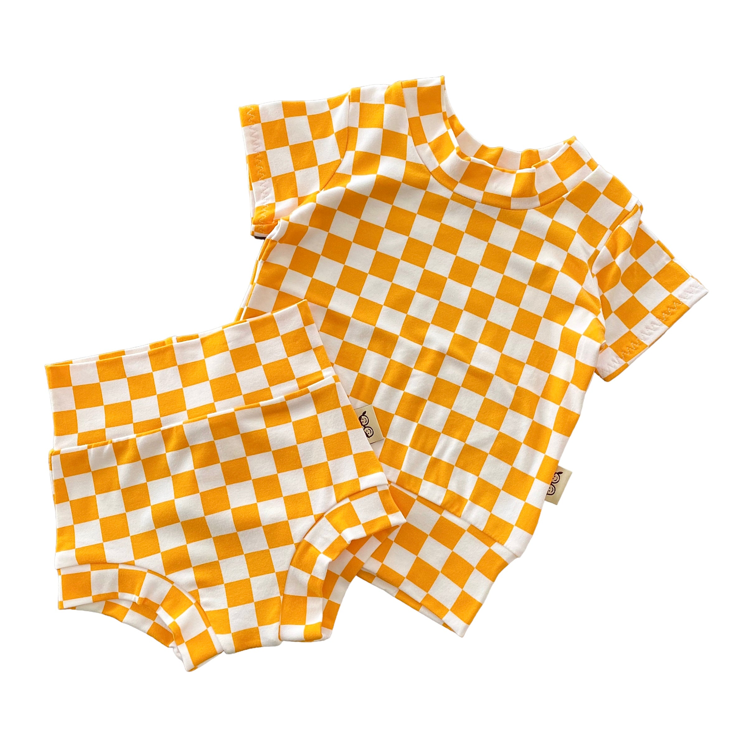 Yellow Retro Checkered Summer Lounge Set