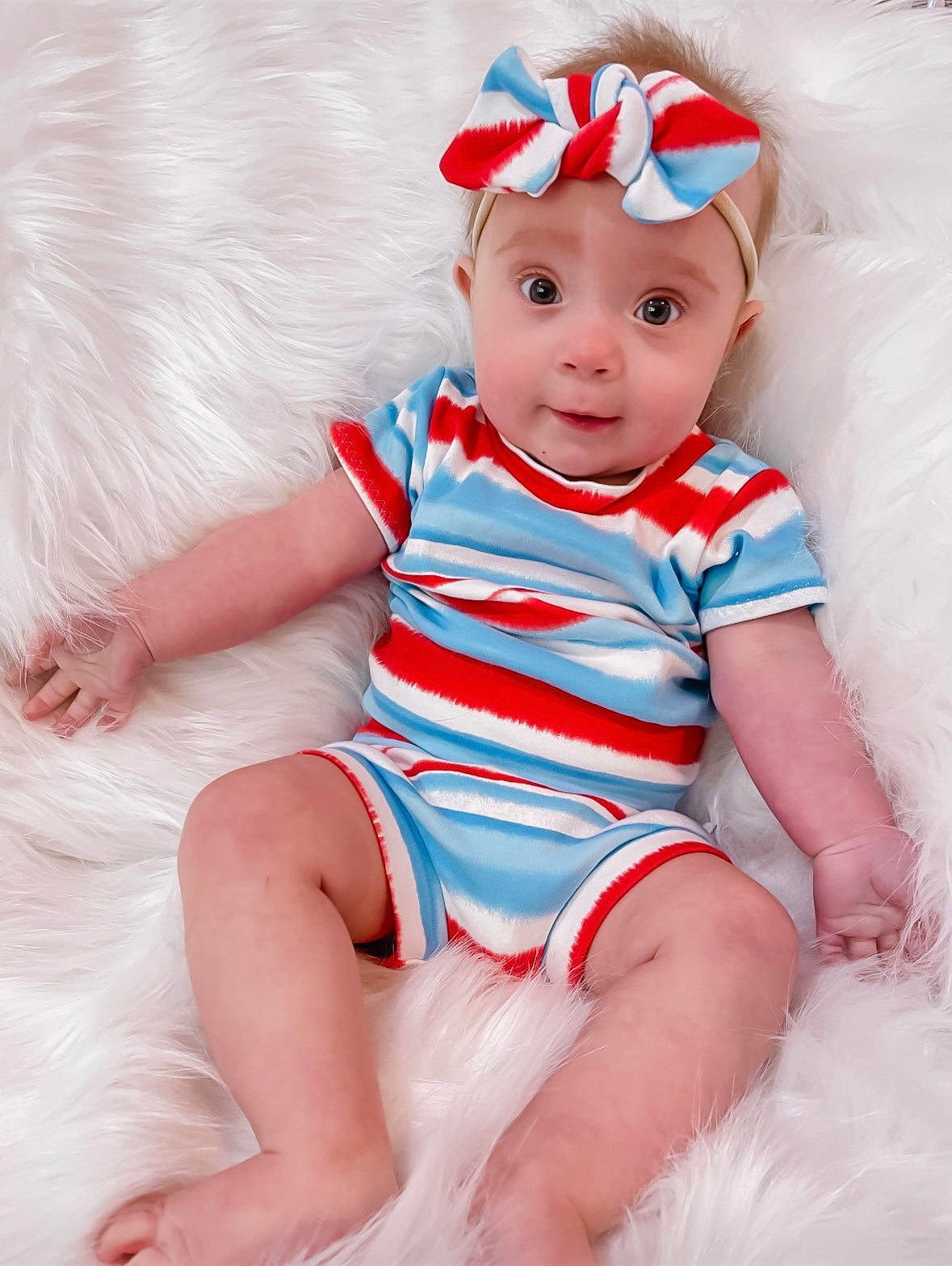 Patriotic Tie Dye Stripes Summer Lounge Set
