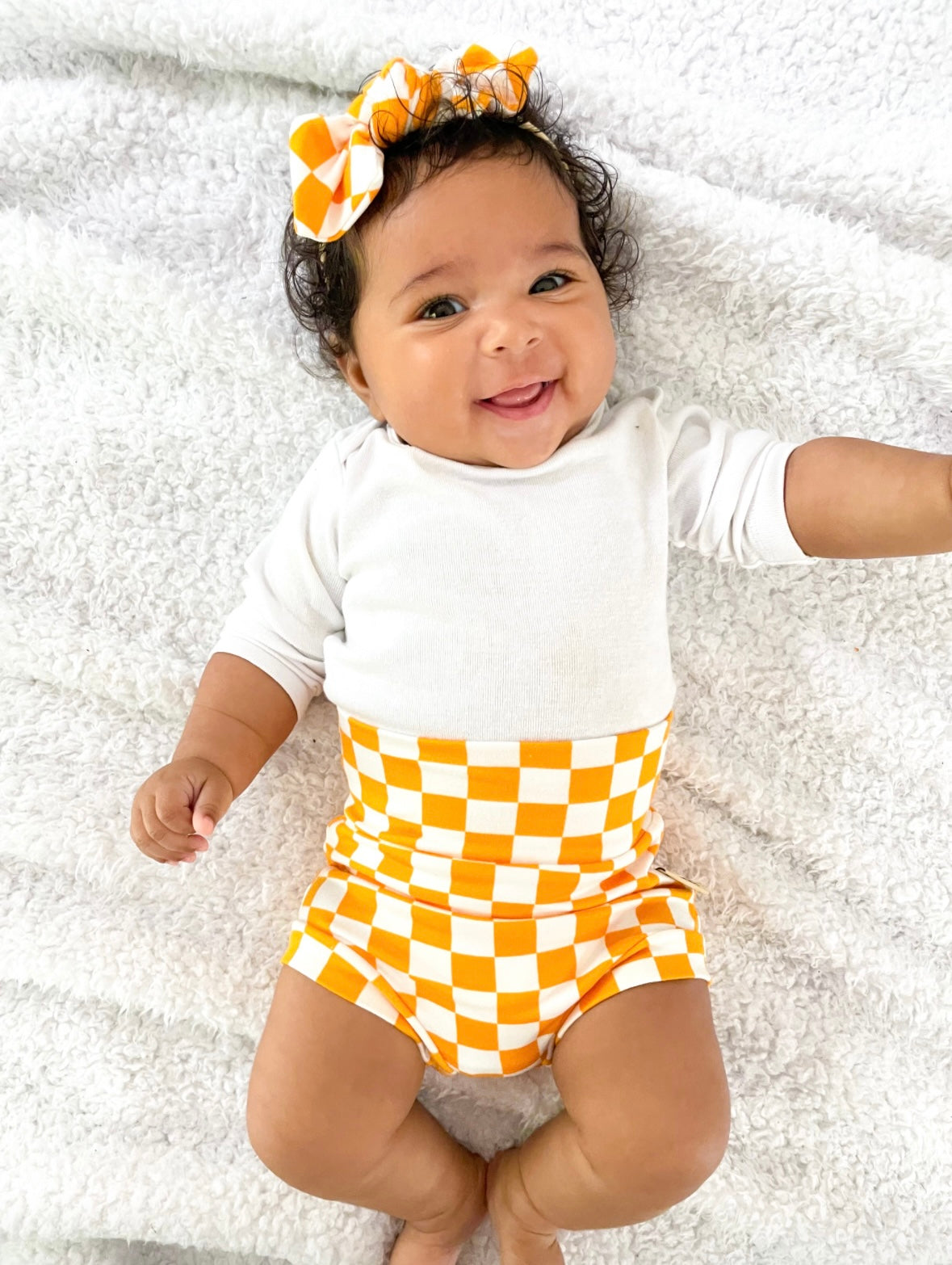 Yellow Retro Checkered Bummies and/or Headbands