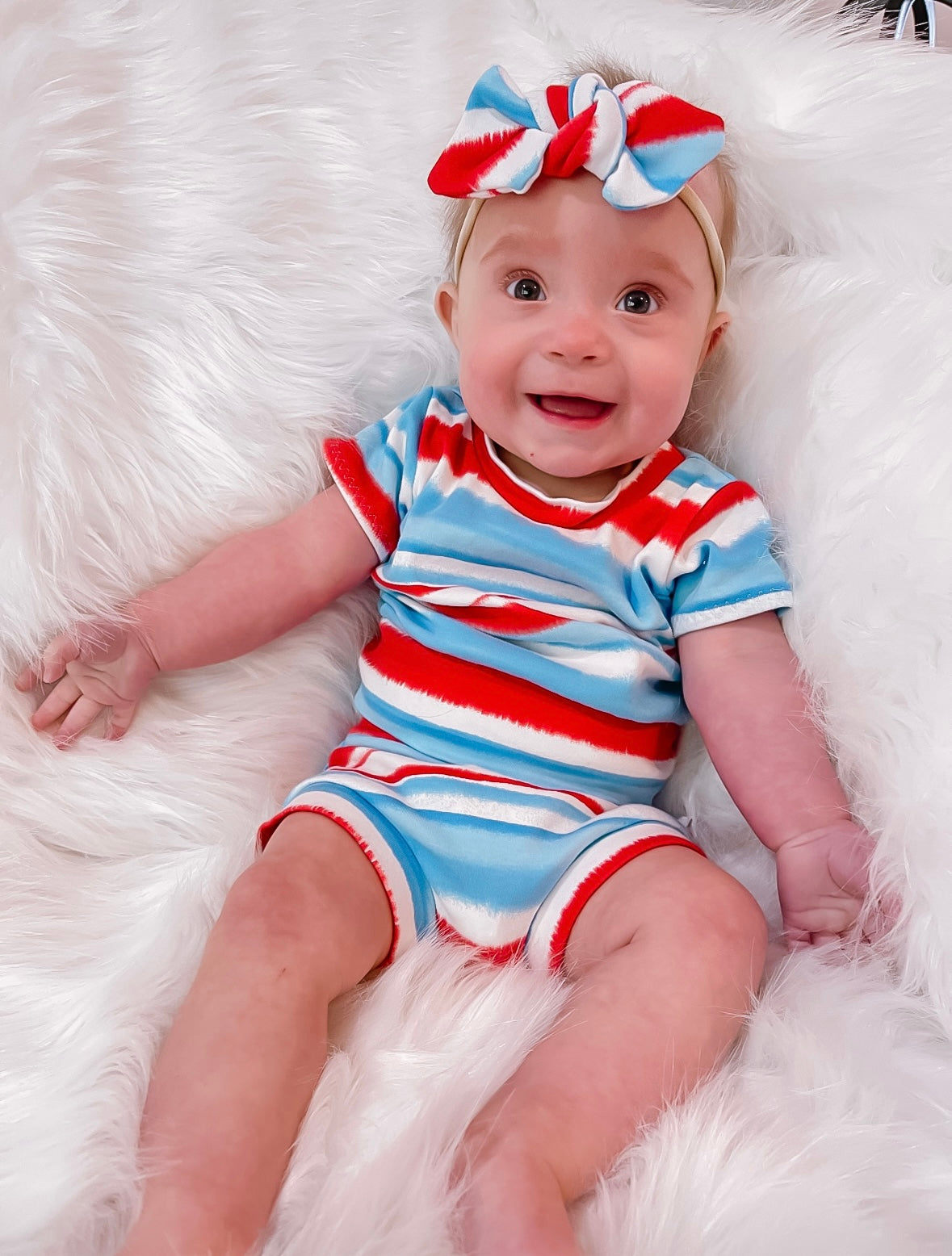 Patriotic Tie Dye Stripes Summer Lounge Top