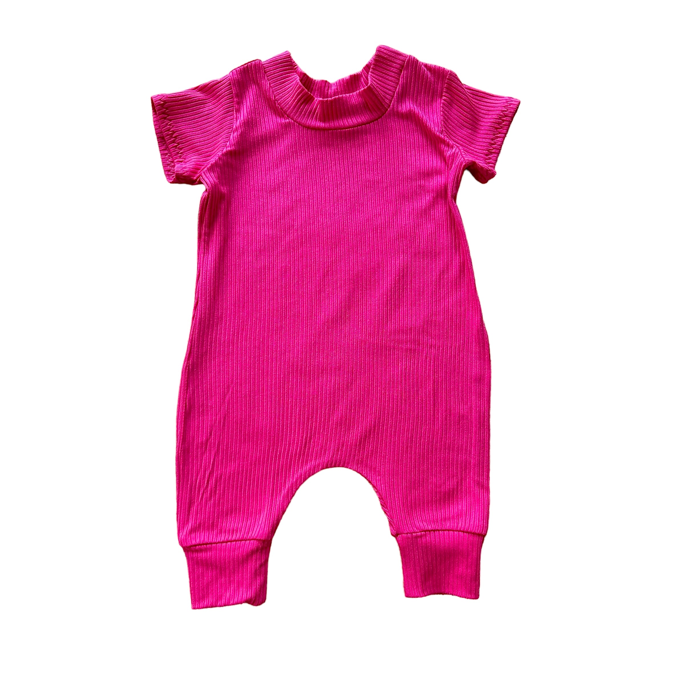 Fuchsia Ribbed Harem Romper