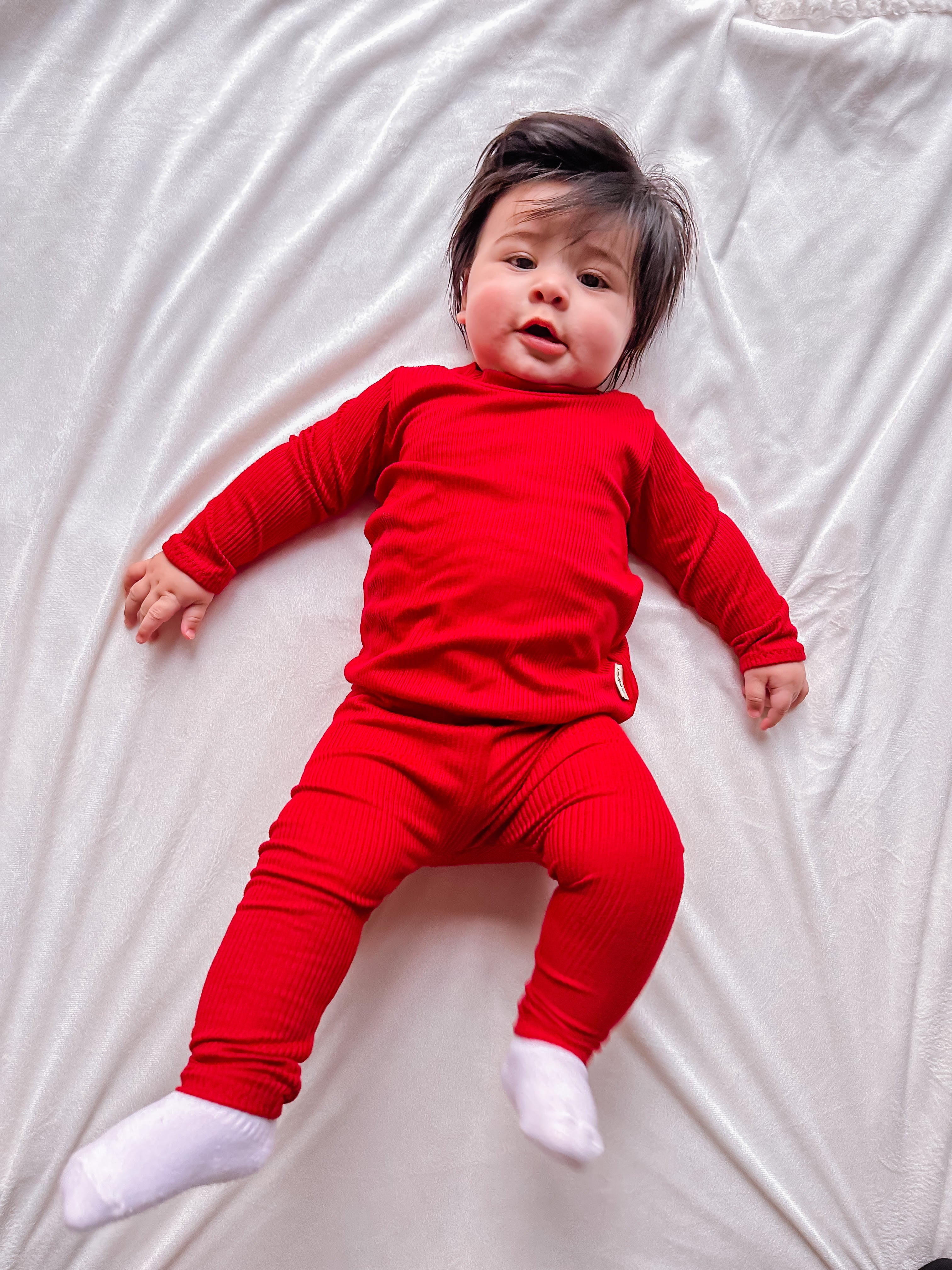 Red Ribbed Lounge Set