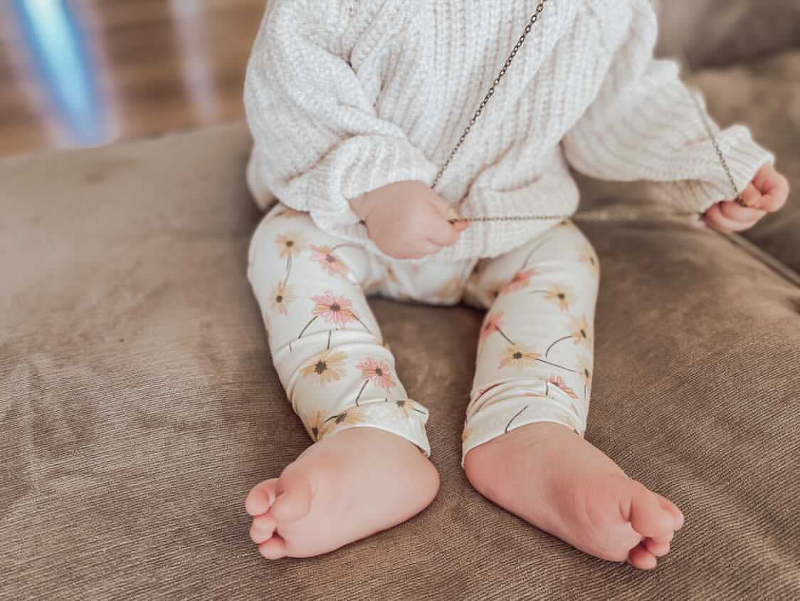 Cream Floral Leggings and/or Headbands