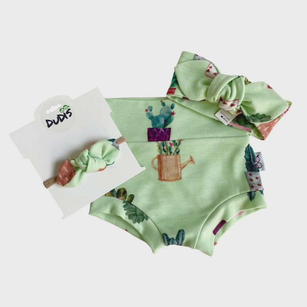 Cactus Pots on Green Bummies and/or Headbands