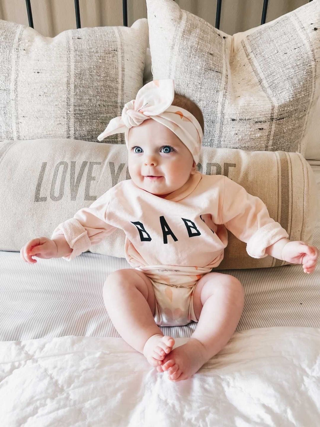 Pastel Pink Hearts on Cream Bummies