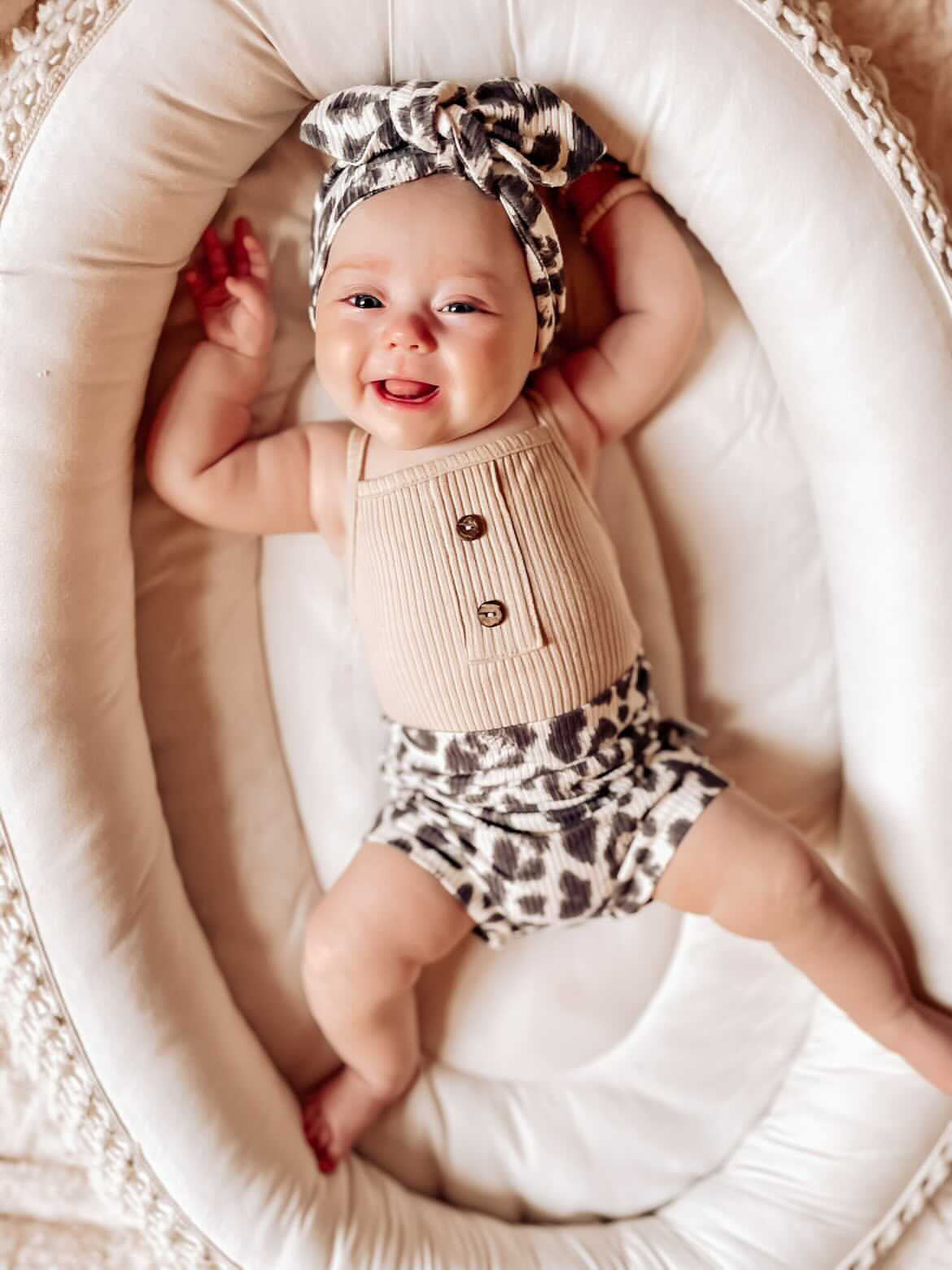 Grey Cheetah on Ivory Bummies and/or Headbands