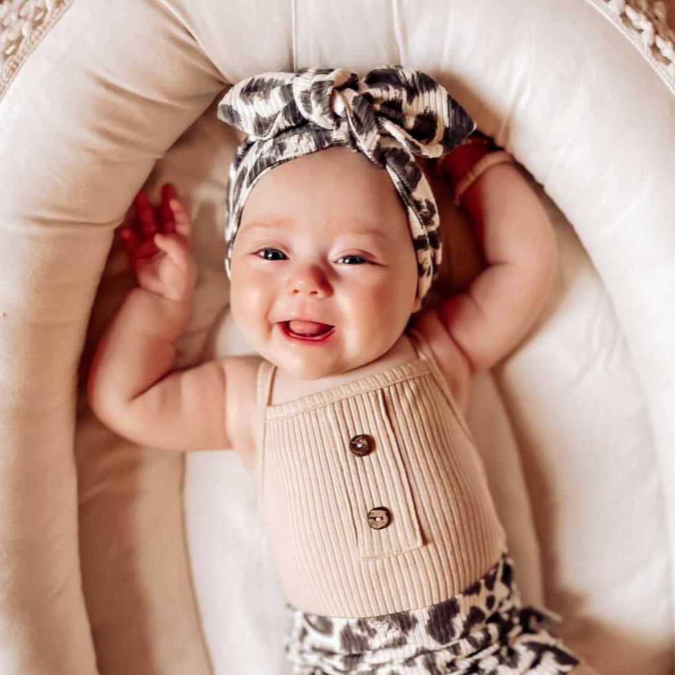 Grey Cheetah on Ivory Leggings and/or Headbands