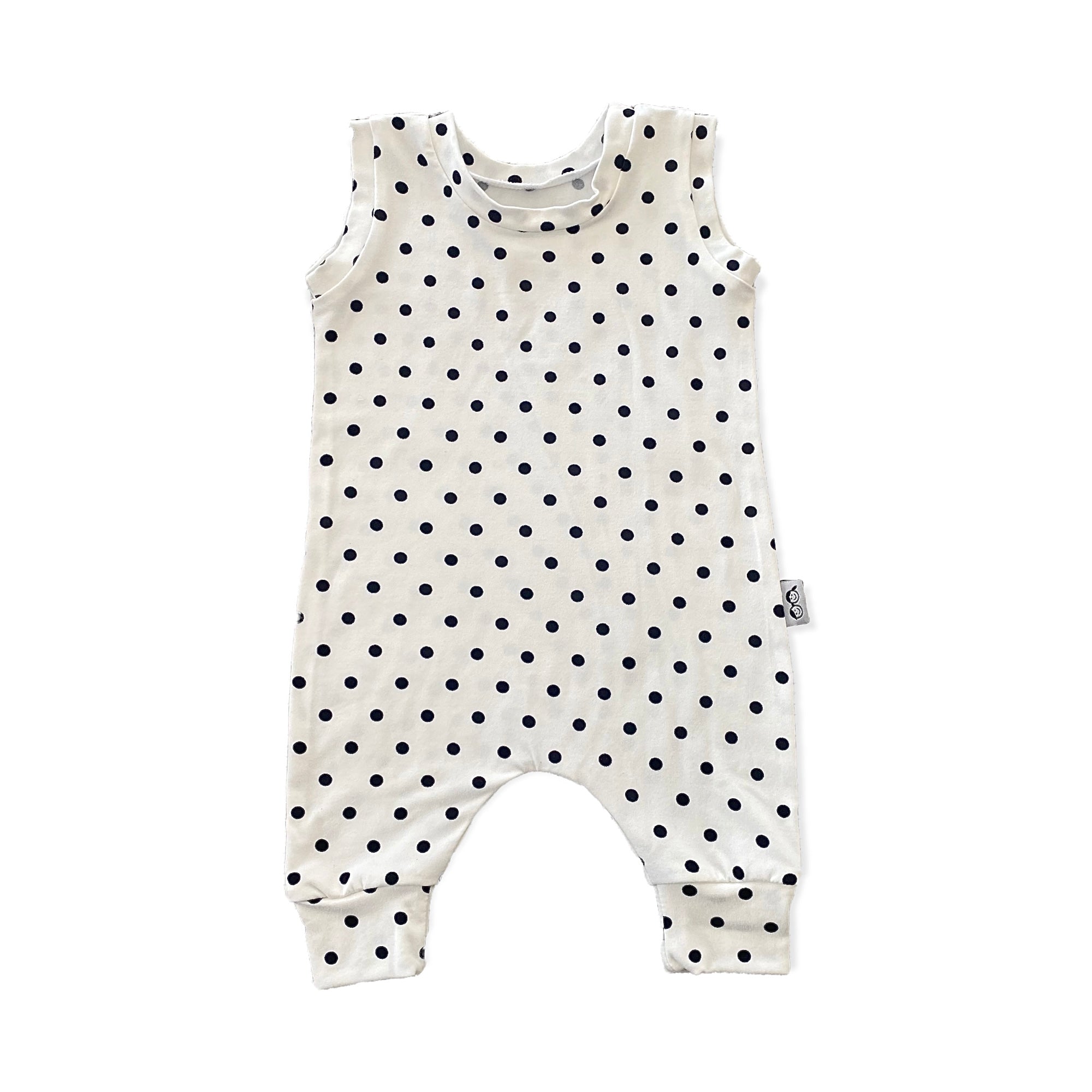Black Dots on White Harem Romper
