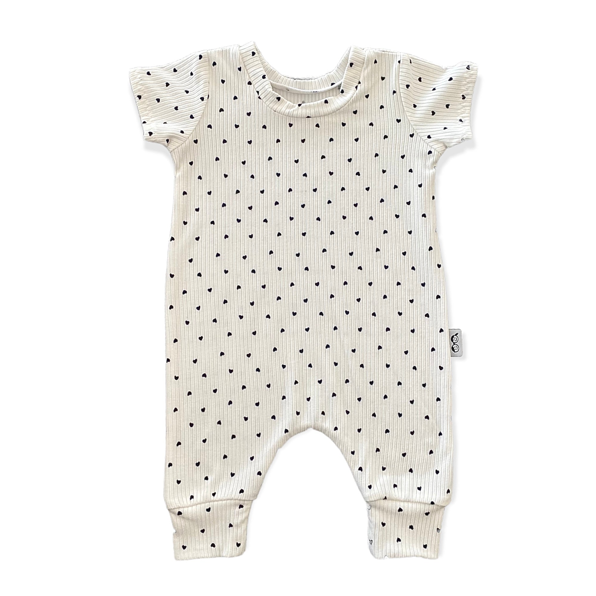 Black Hearts on Ivory Harem Romper