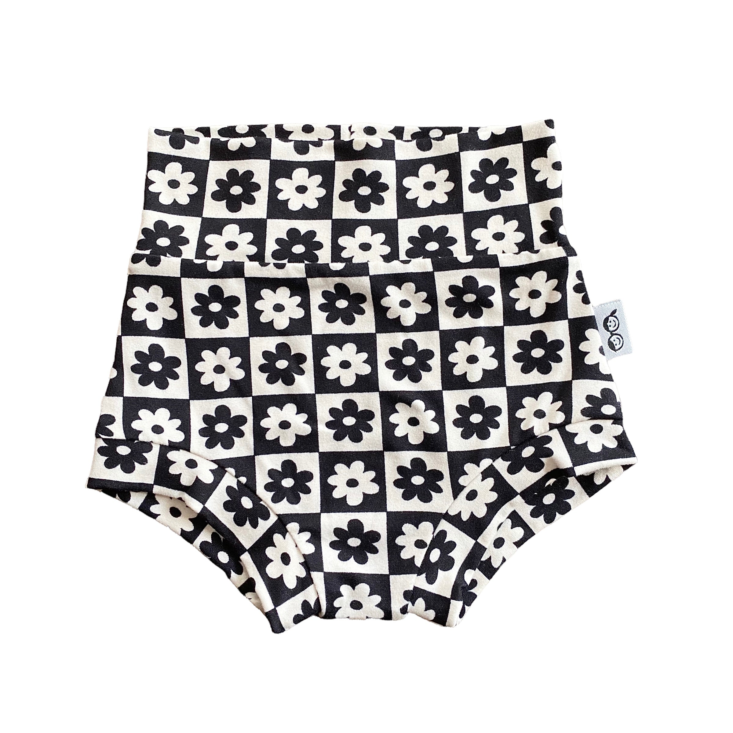 Black and Ivory Checkered Florals Bummies and/or Headbands