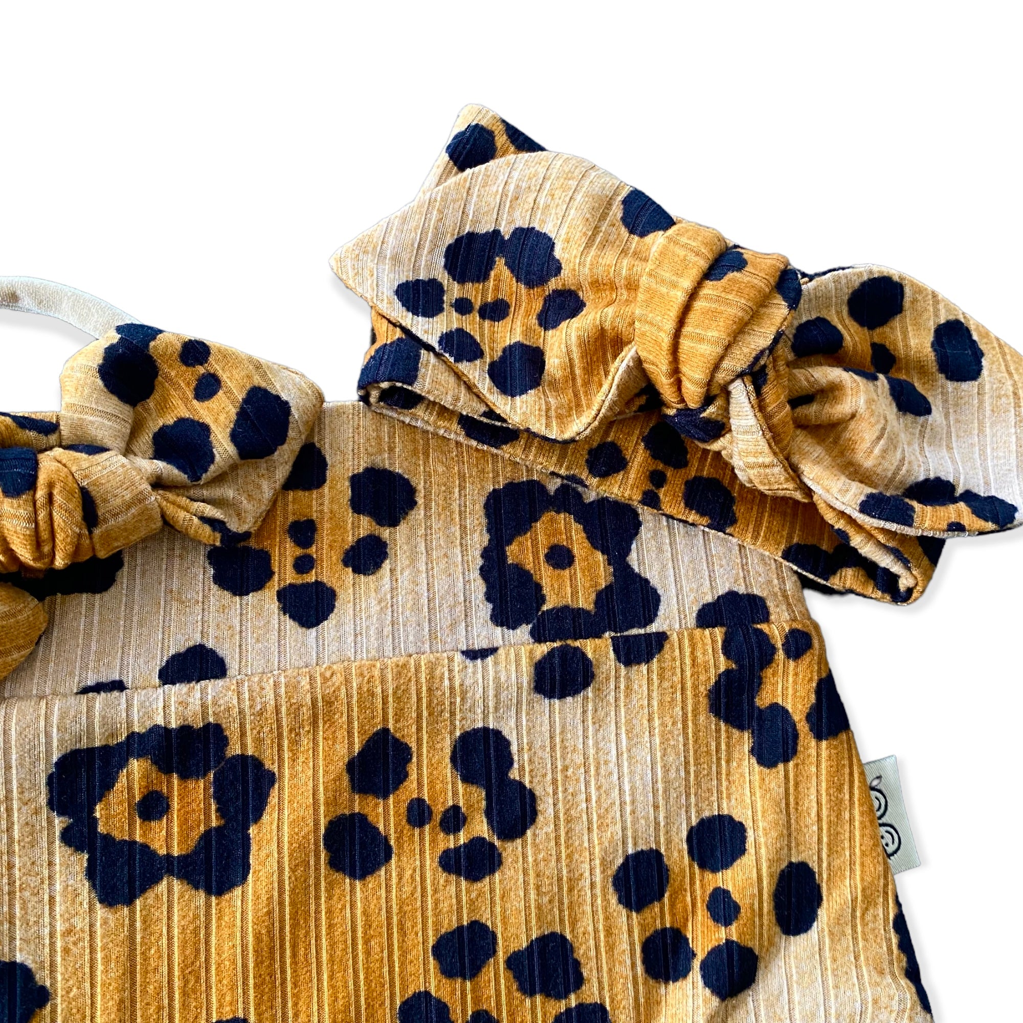 Brown Cheetah Flowers Ribbed Leggings and/or Headbands