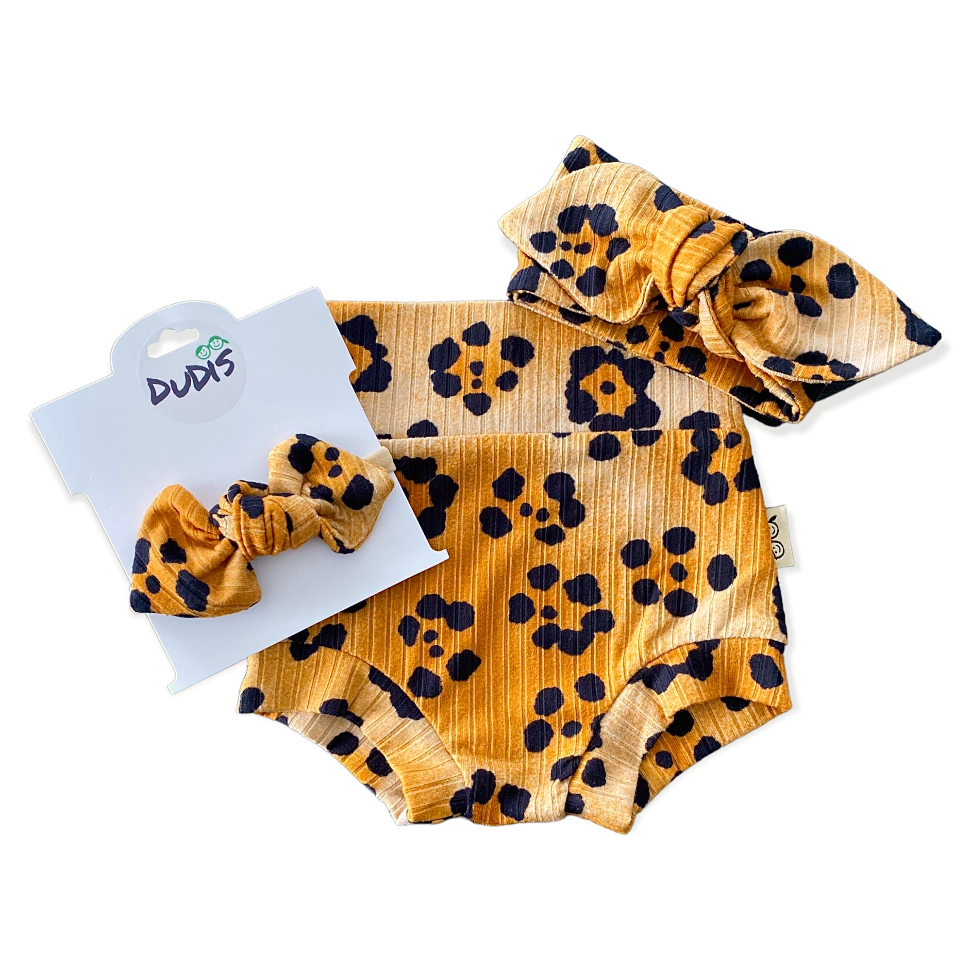 Brown Cheetah Flowers Bummies and/or Headbands