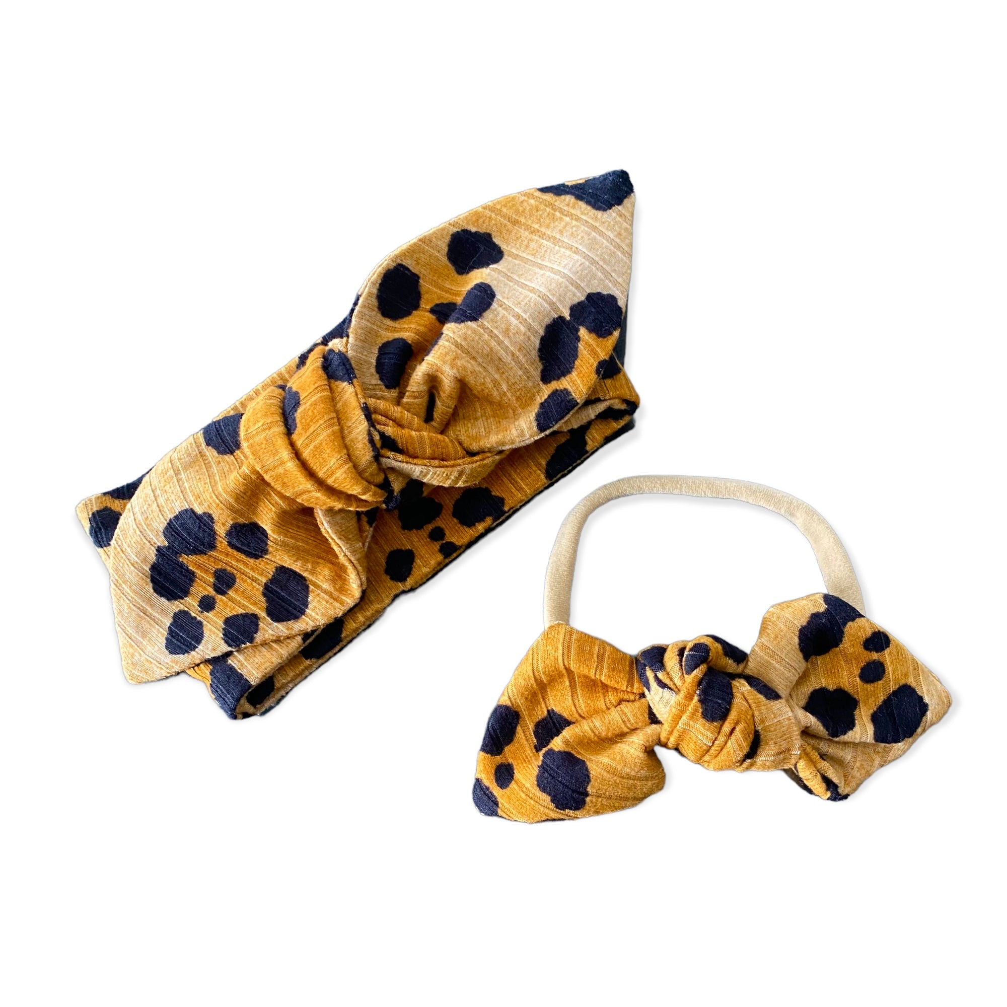 Grey Cheetah Flowers Ribbed Leggings and/or Headbands