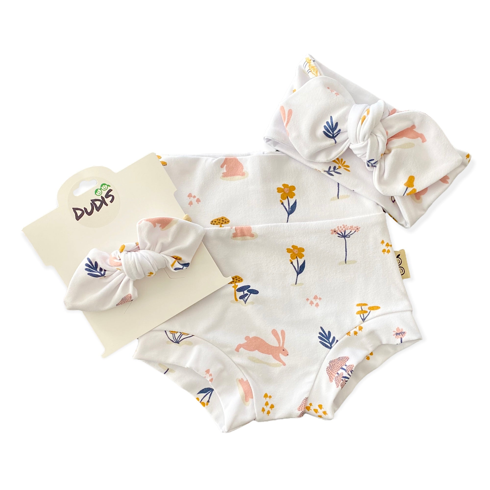 Bunny Hop On White Bummies and/or Headbands