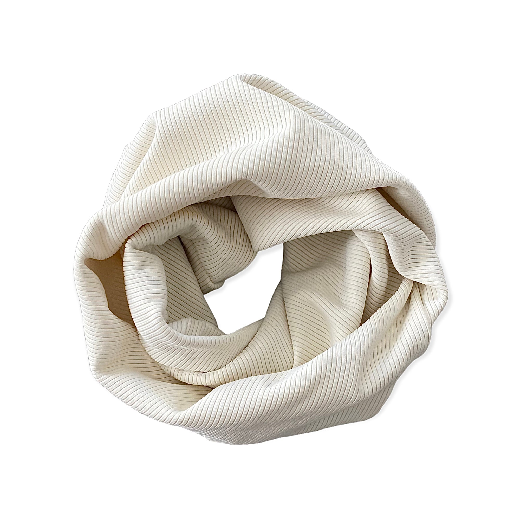 Cream Ribbed Slouchy Beanie and Infinity Scarf