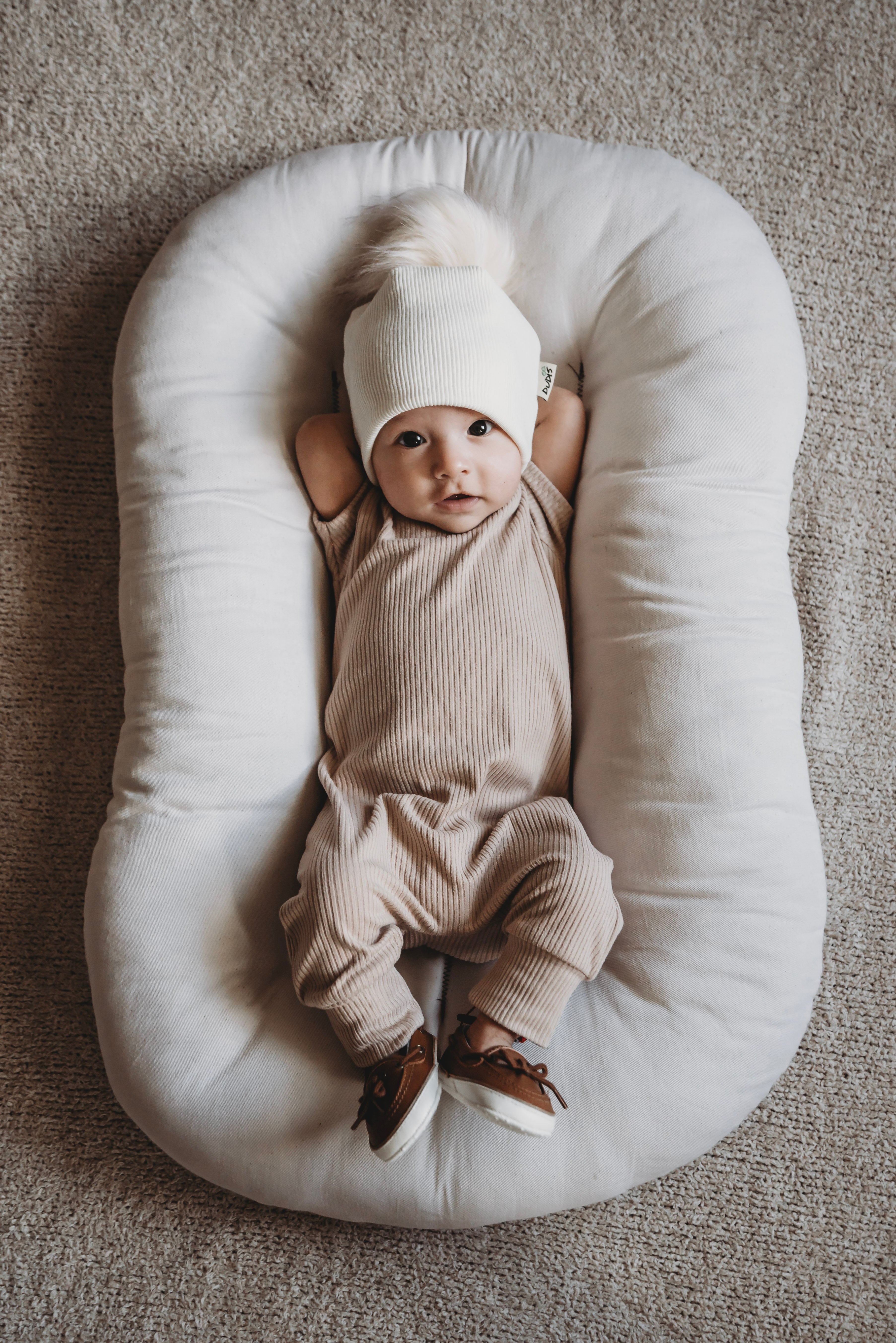 Latte Ribbed Harem Romper