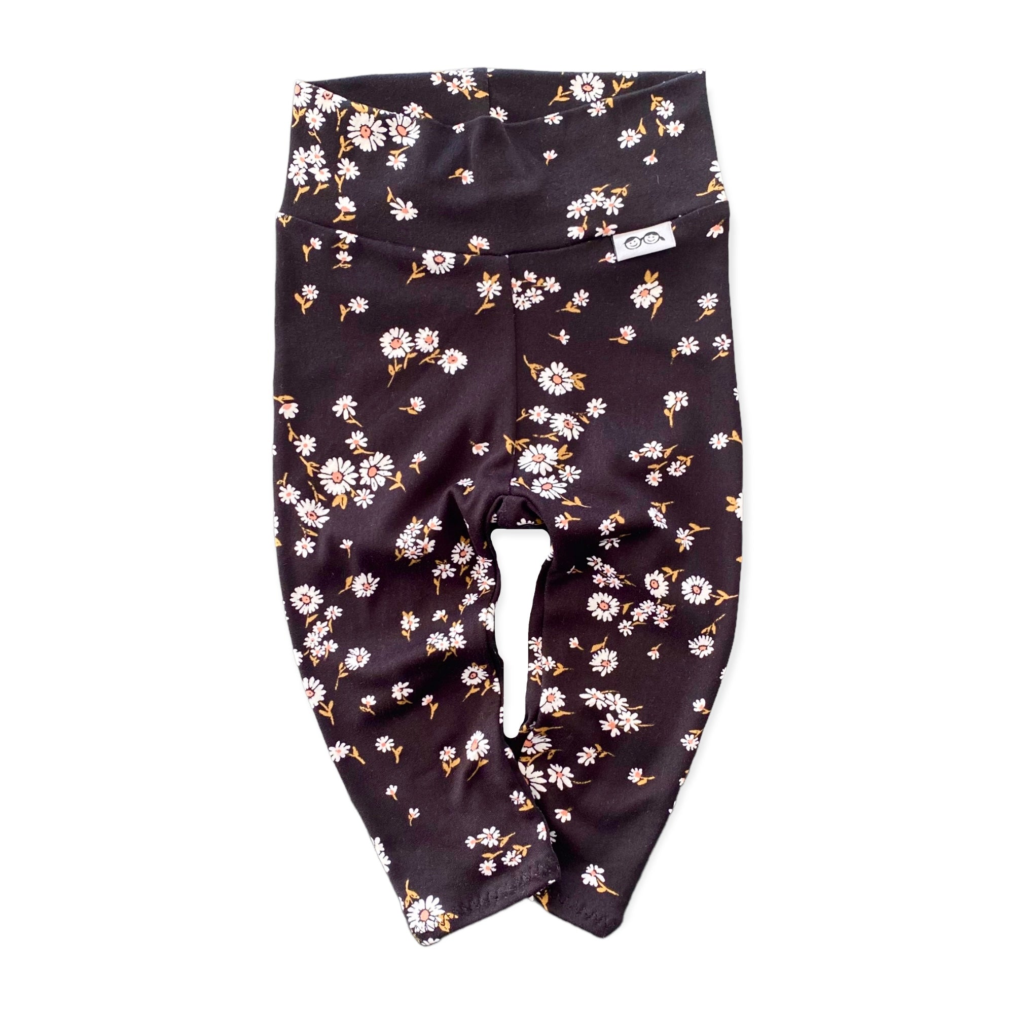 Field of Daises on Black Leggings