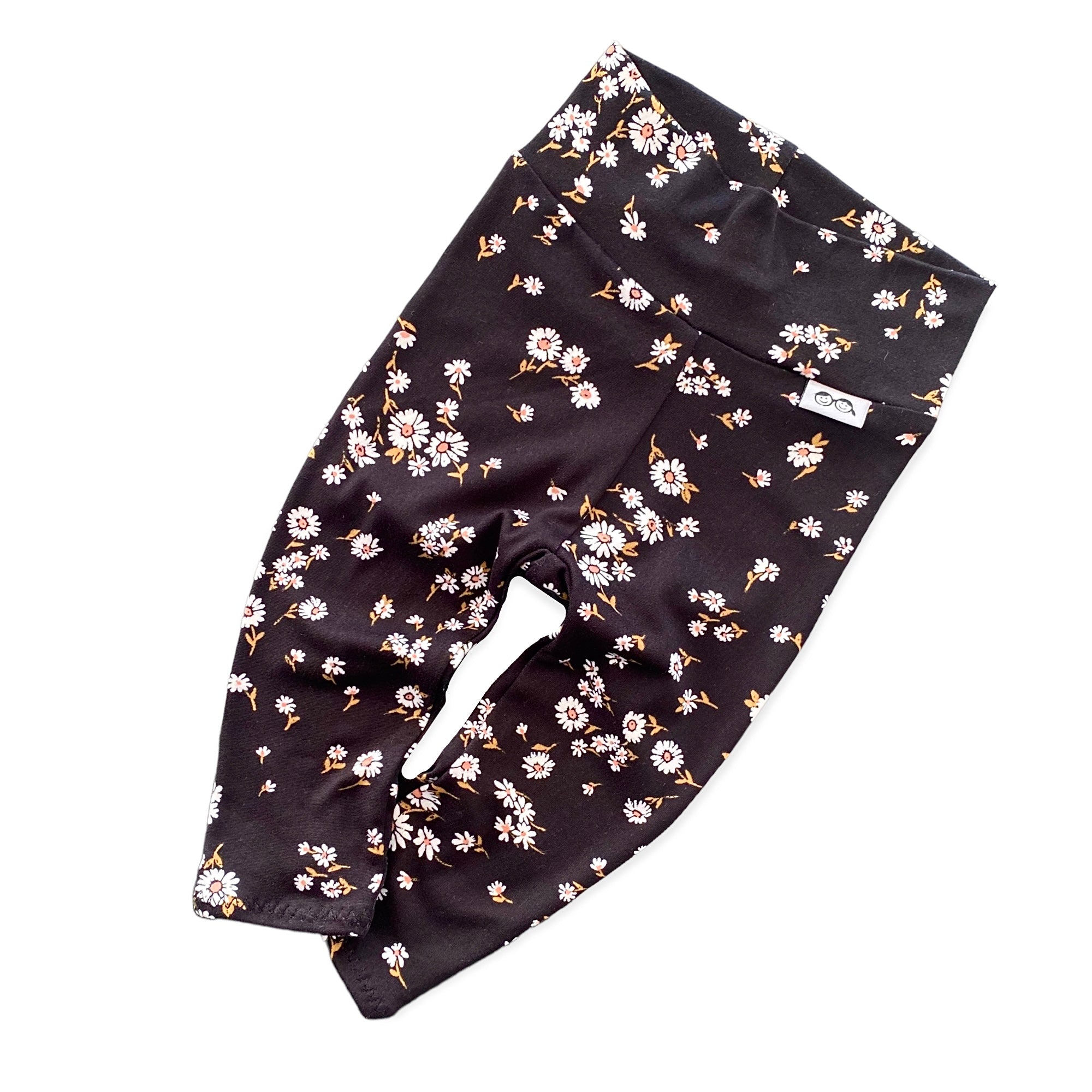 Field of Daises on Black Leggings