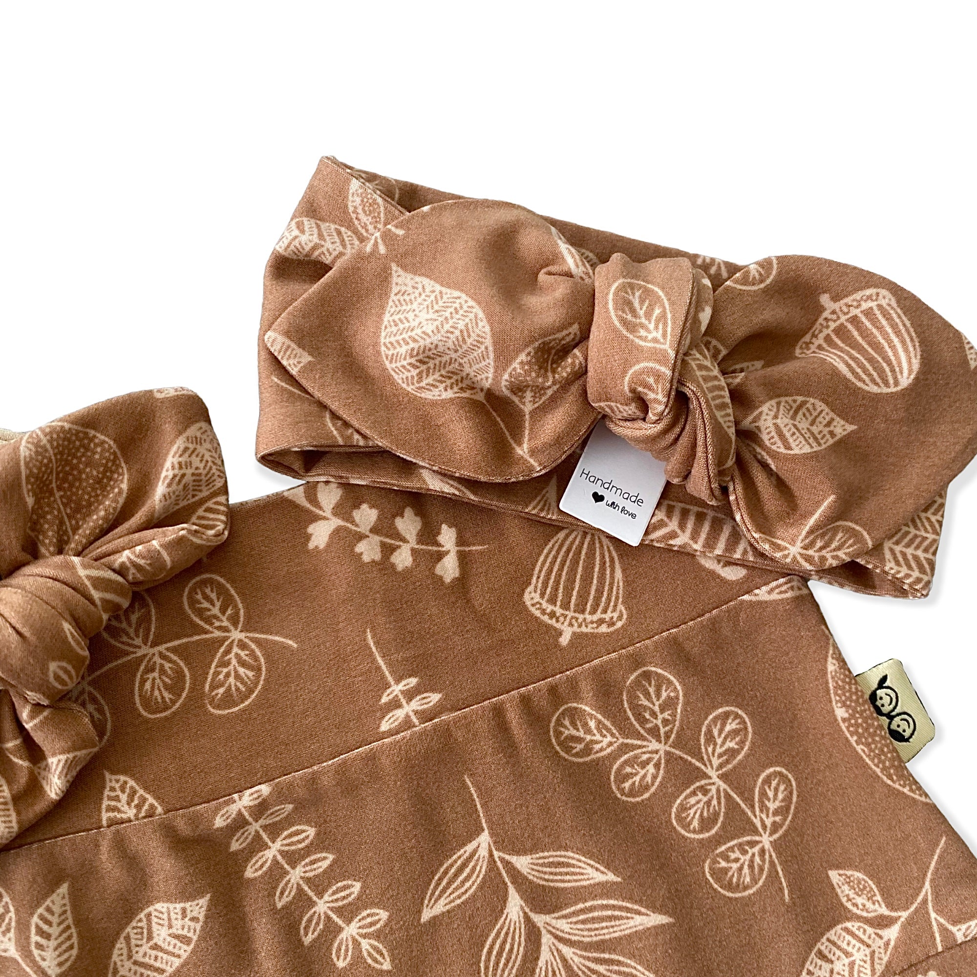 Hand Drawn Florals on Brown Bummies and/or Headbands