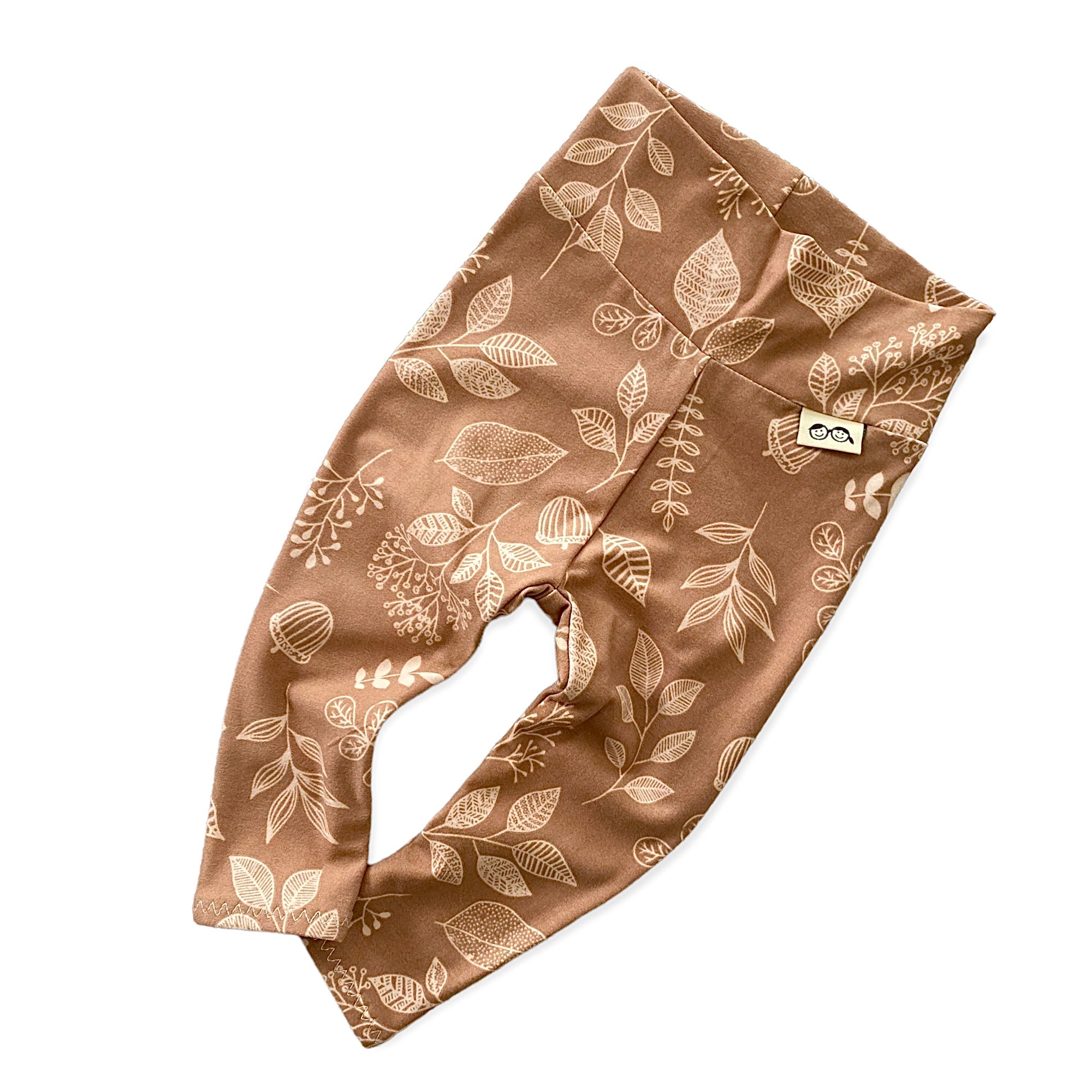 Hand Drawn Florals on Brown Leggings