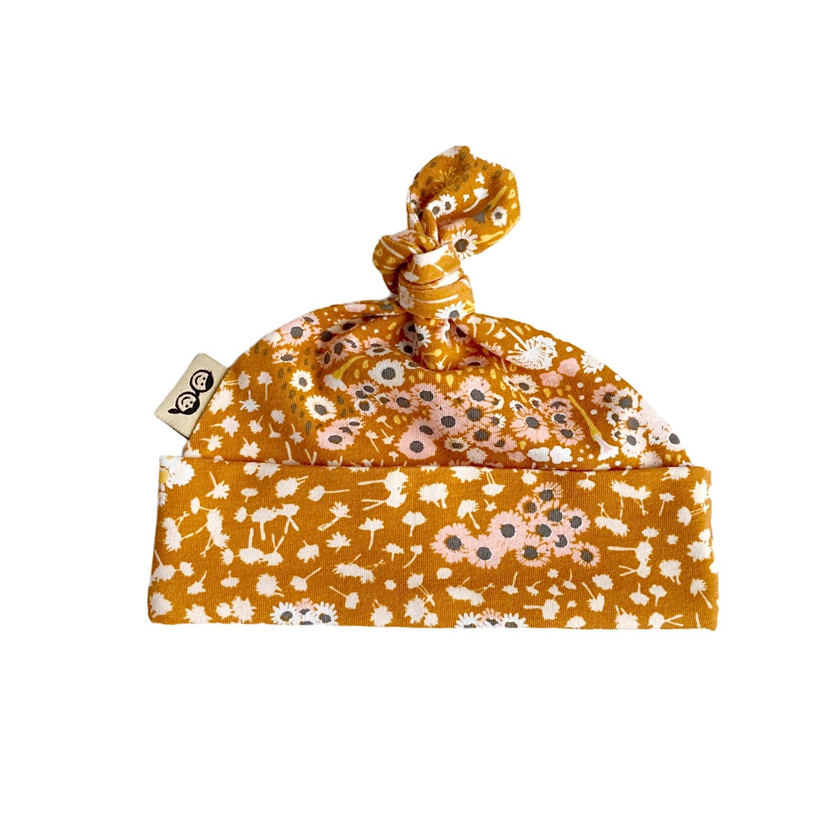 Mustard Floral Leggings and/or Beanie Knot Hat