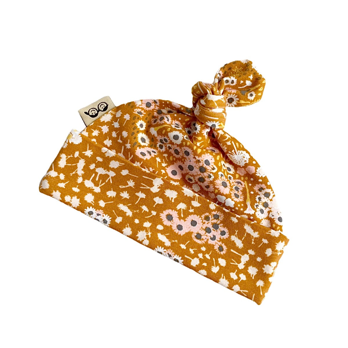 Mustard Floral Leggings and/or Beanie Knot Hat