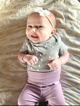 Baby Girl in Lavender Ribbed Leggings