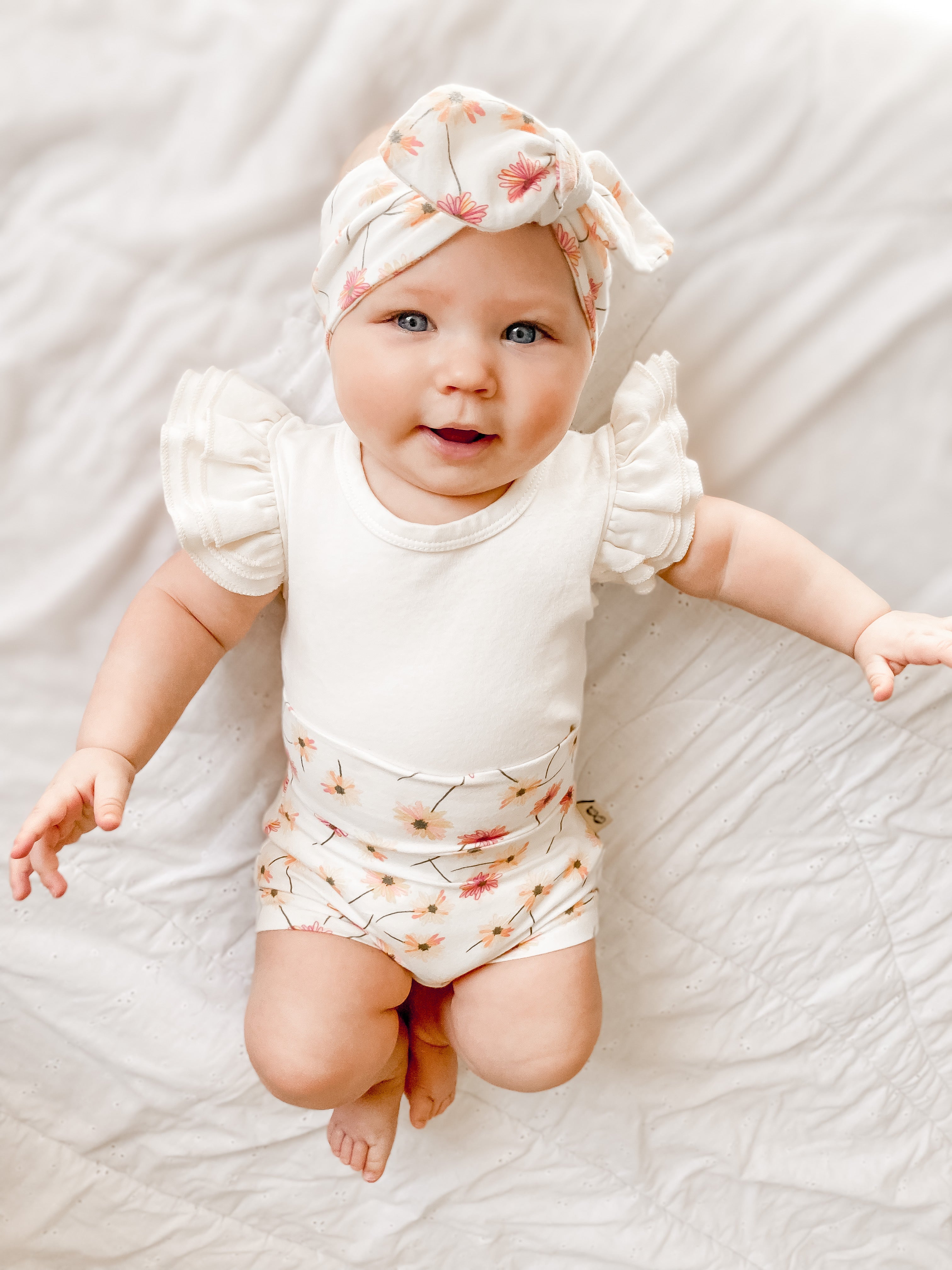 Cream Floral Bummies and/or Headbands
