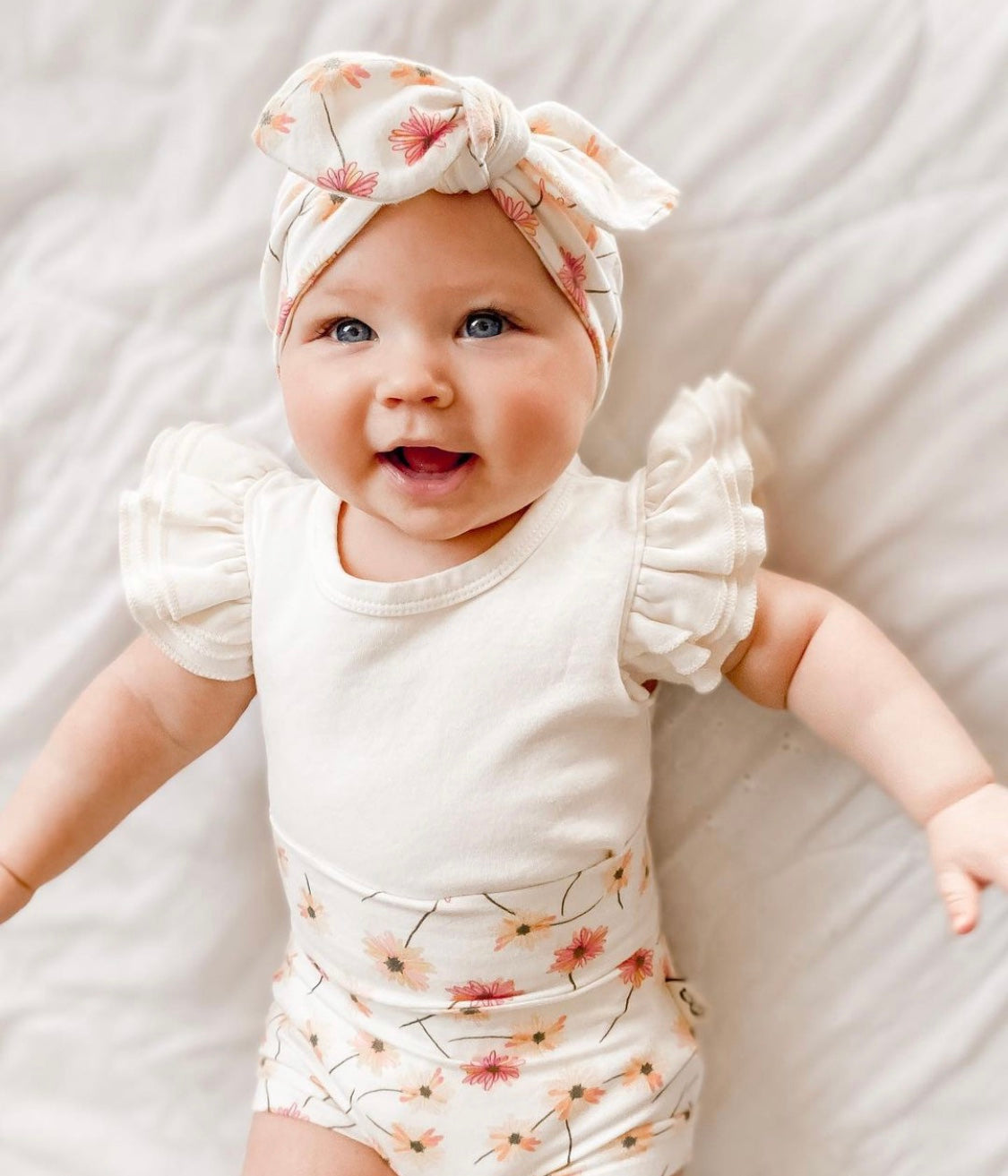 Cream Floral Bummies and/or Headbands