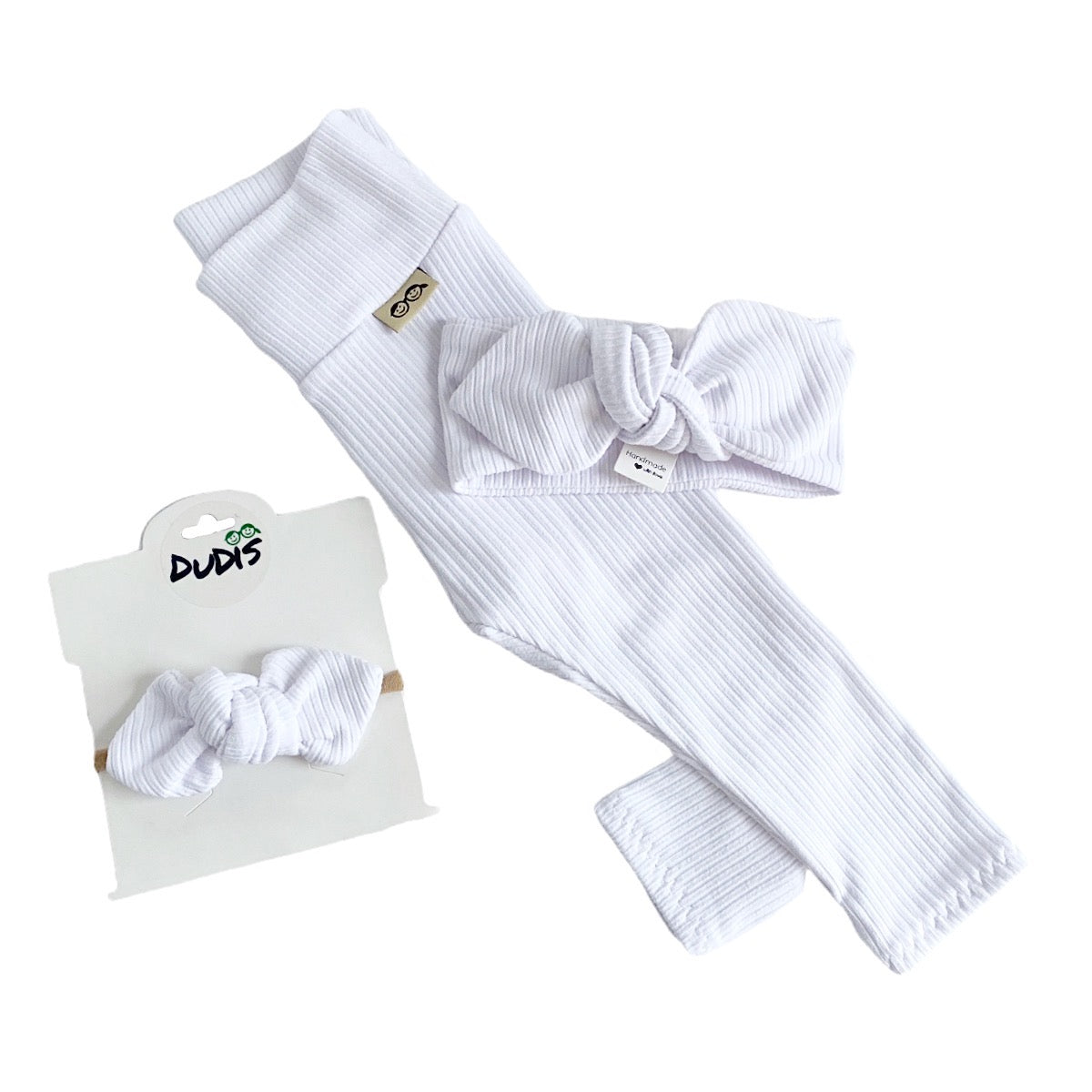 White Rib Leggings and/or Headband
