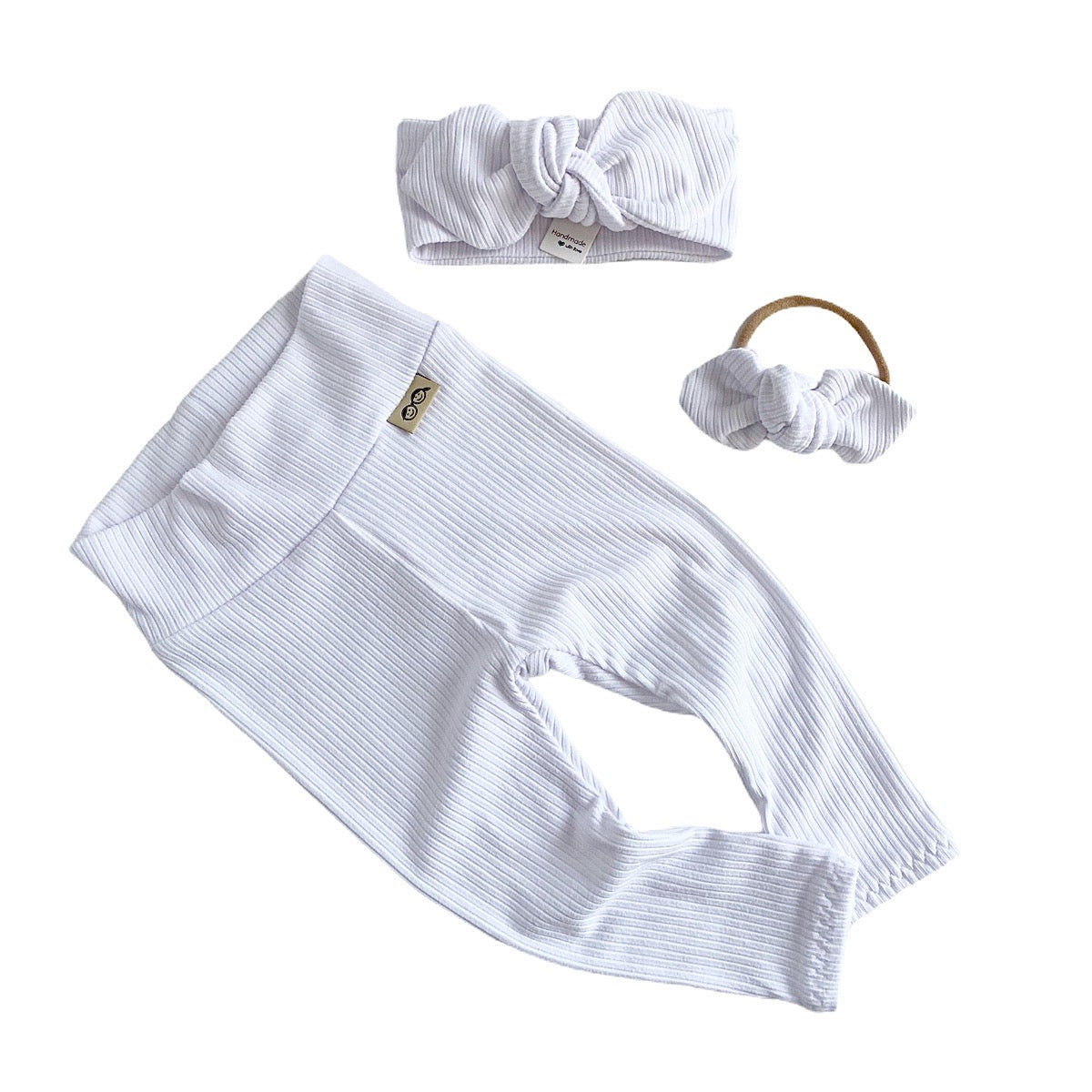 White Rib Leggings and/or Headband