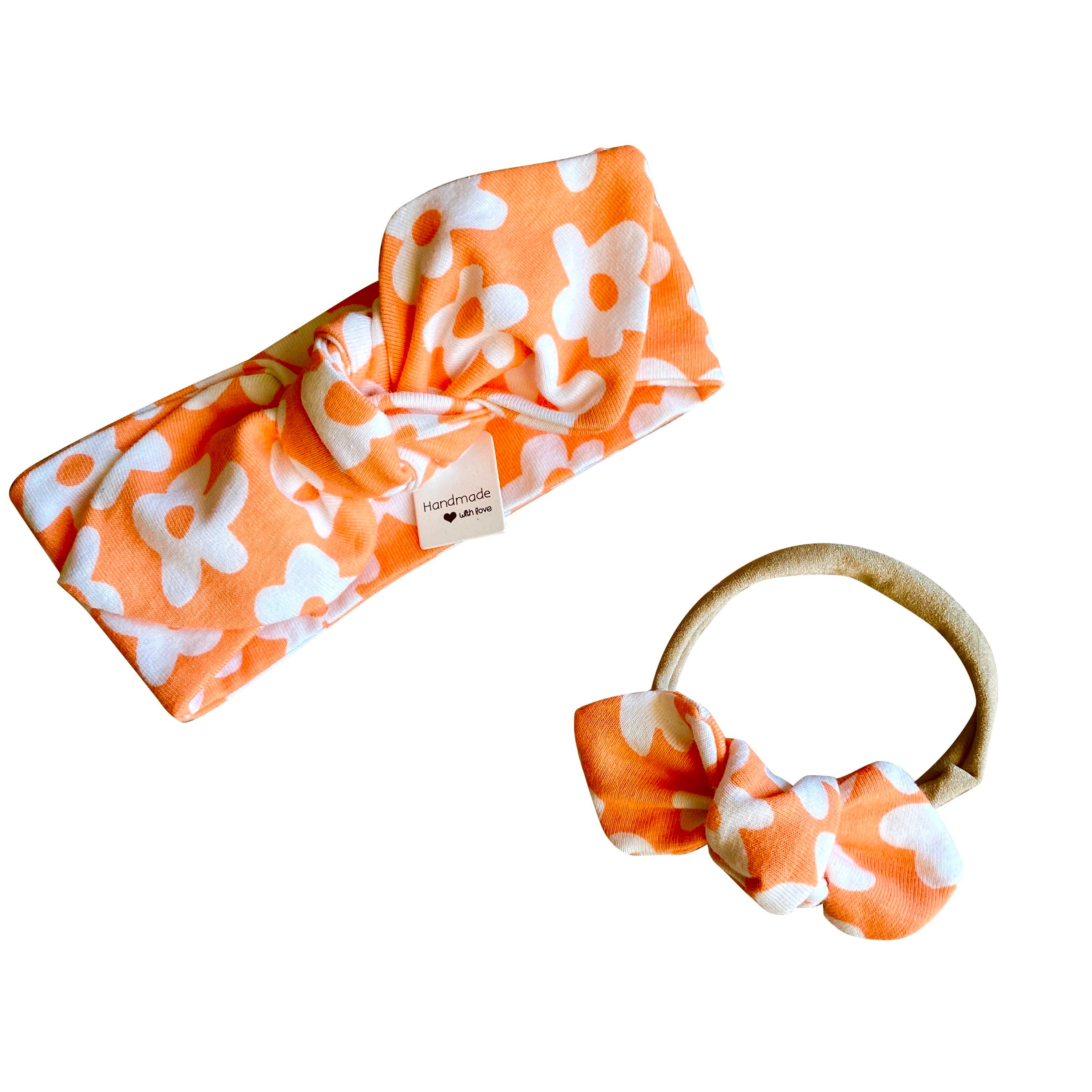 Peach Windy Floral Leggings and/or Headbands