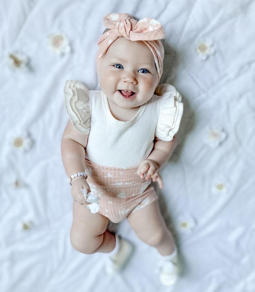 Minimal Floral Blush Ribbed Bummies