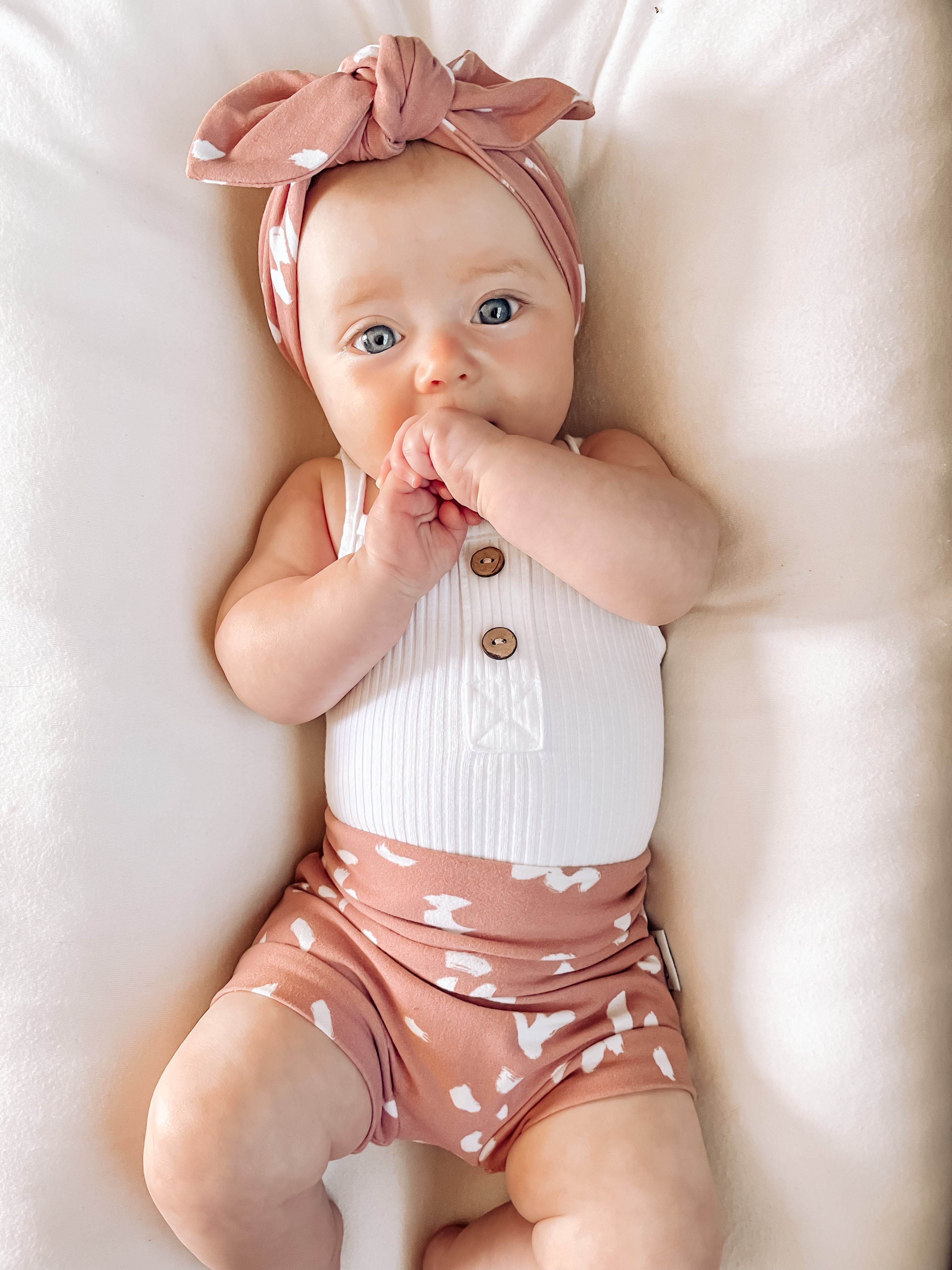 Dusty Mauve Spaced Cheetah Spot Bummies and/or Headbands