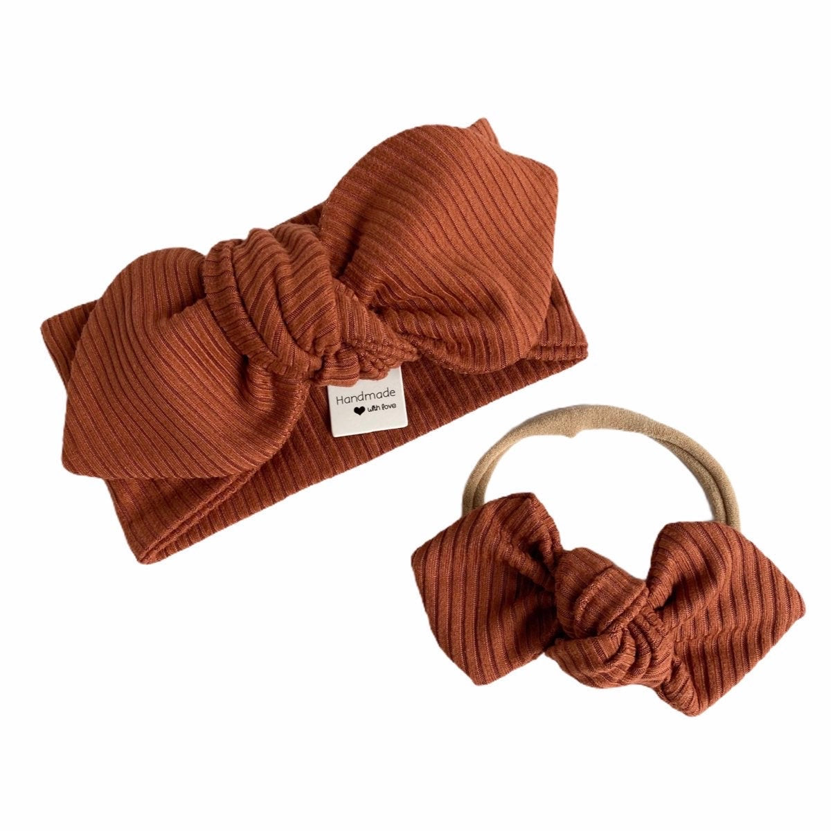 Brown Gingham Leggings with Terracotta Headband