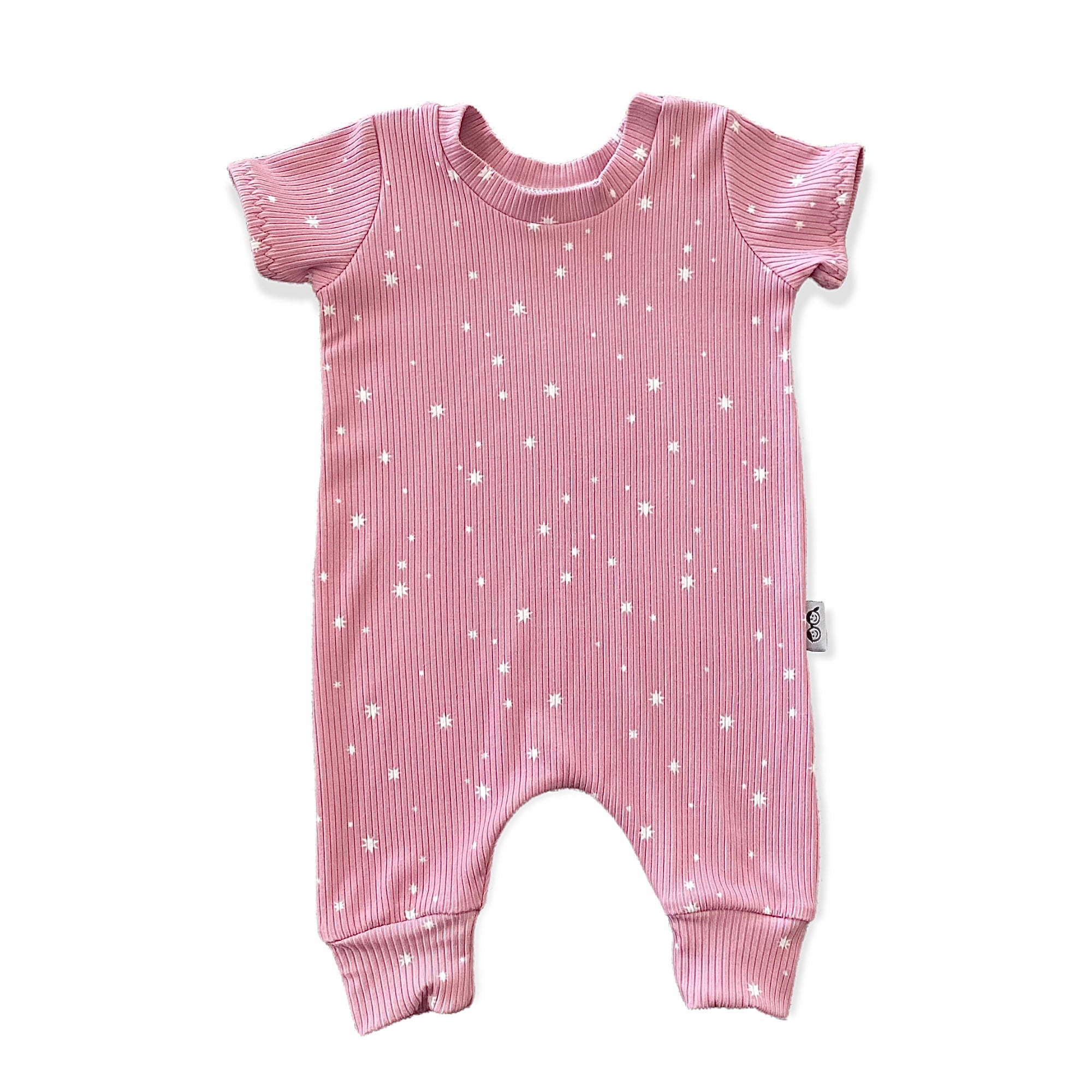 My Lucky Stars on Pink Ribbed Harem Romper