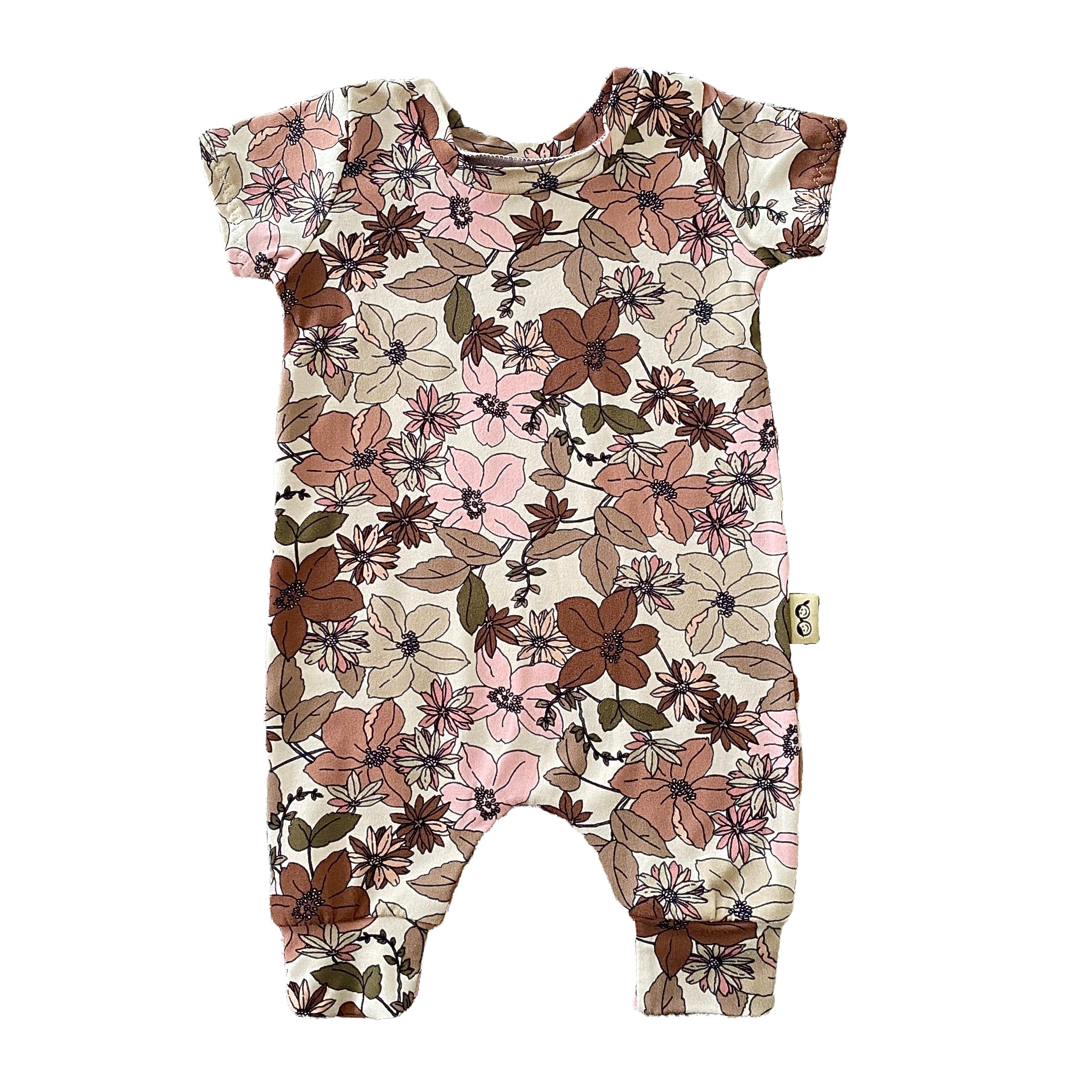 Nude Boho Florals Harem Short-Sleeve Romper