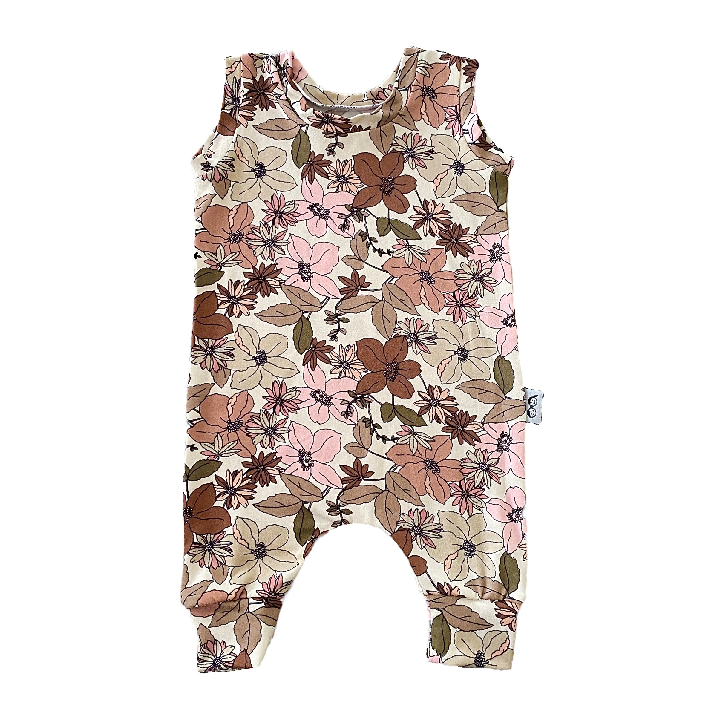 Nude Boho Floral Harem Romper