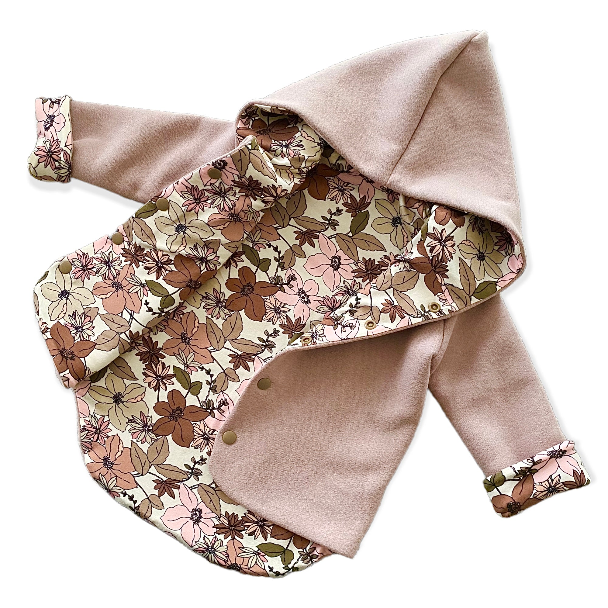 Nutmeg and Nude Boho Floral Hooded Jacket
