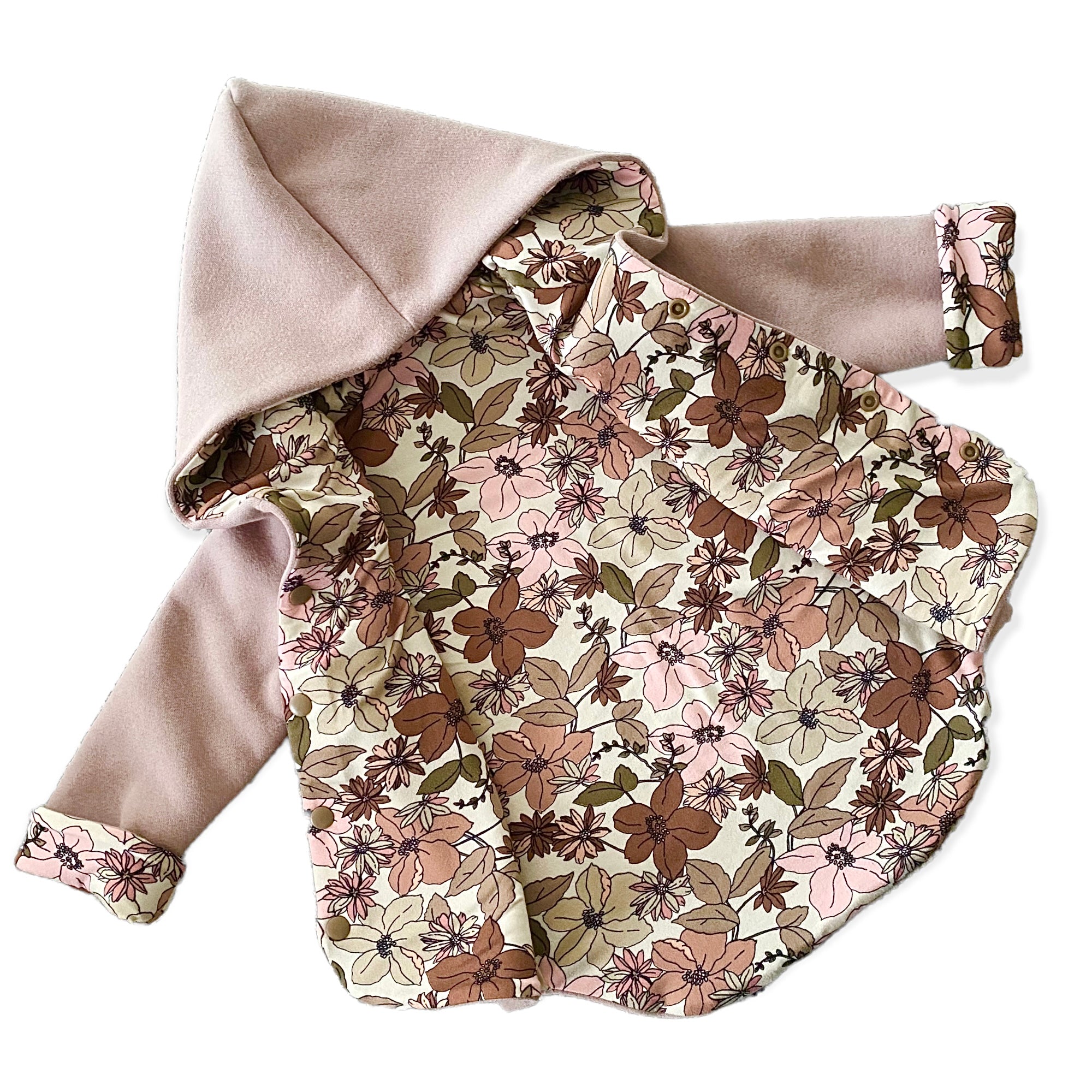 Nutmeg and Nude Boho Floral Hooded Jacket