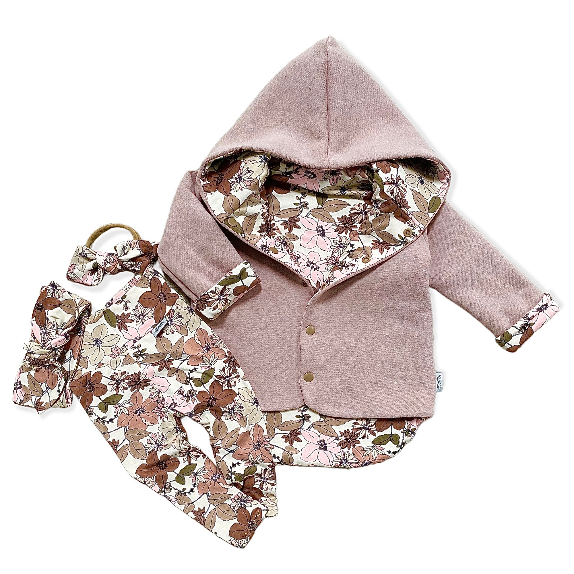 Nutmeg and Nude Boho Floral Hooded Jacket