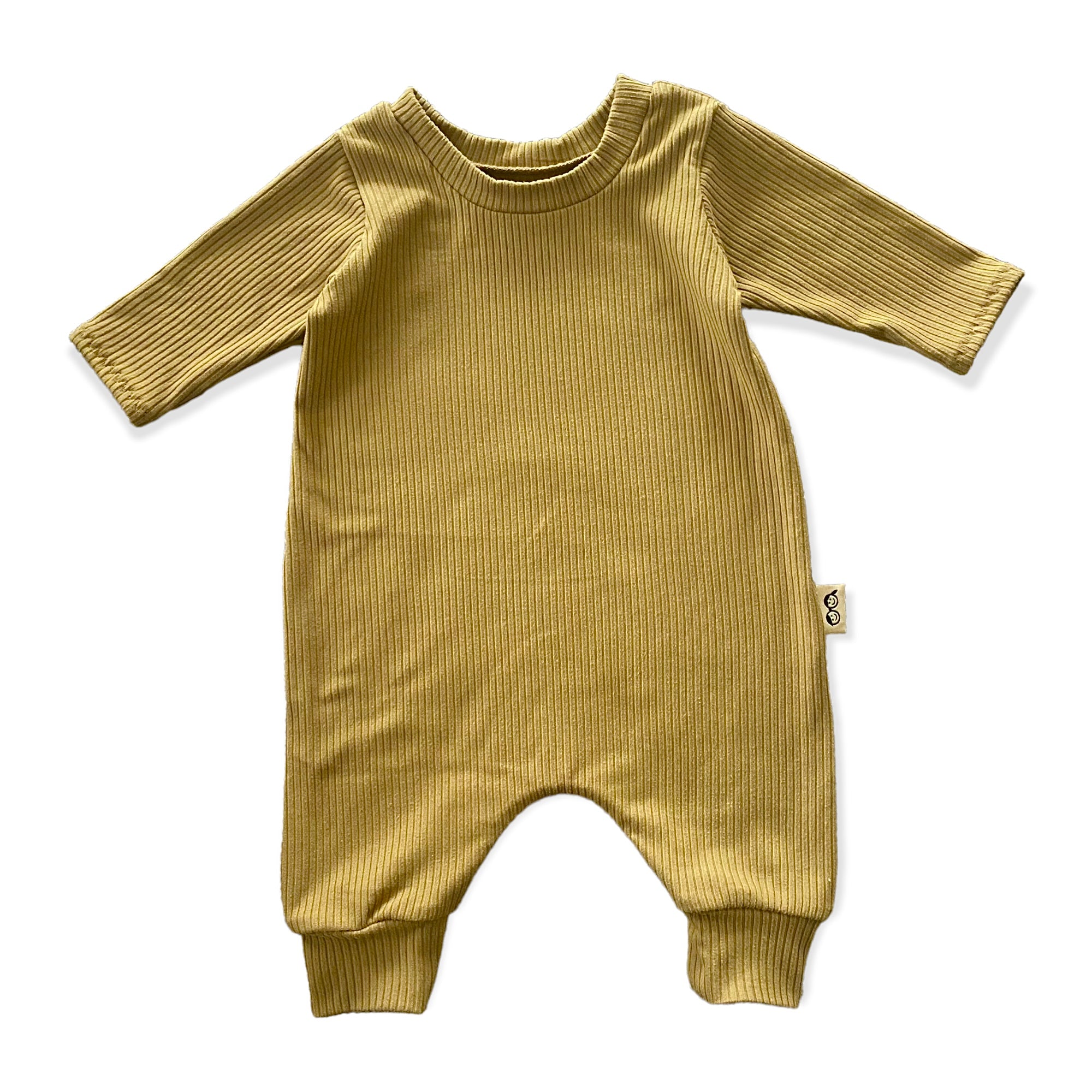 Olive Rib Harem Long-Sleeve Romper