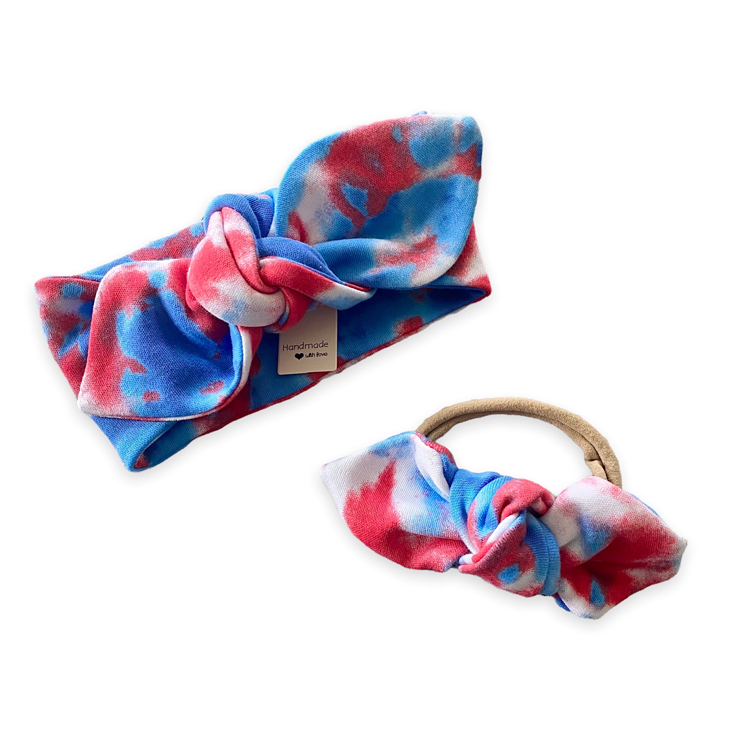 Patriotic Red and Blue Tie Dye Bummies and/or Headbands
