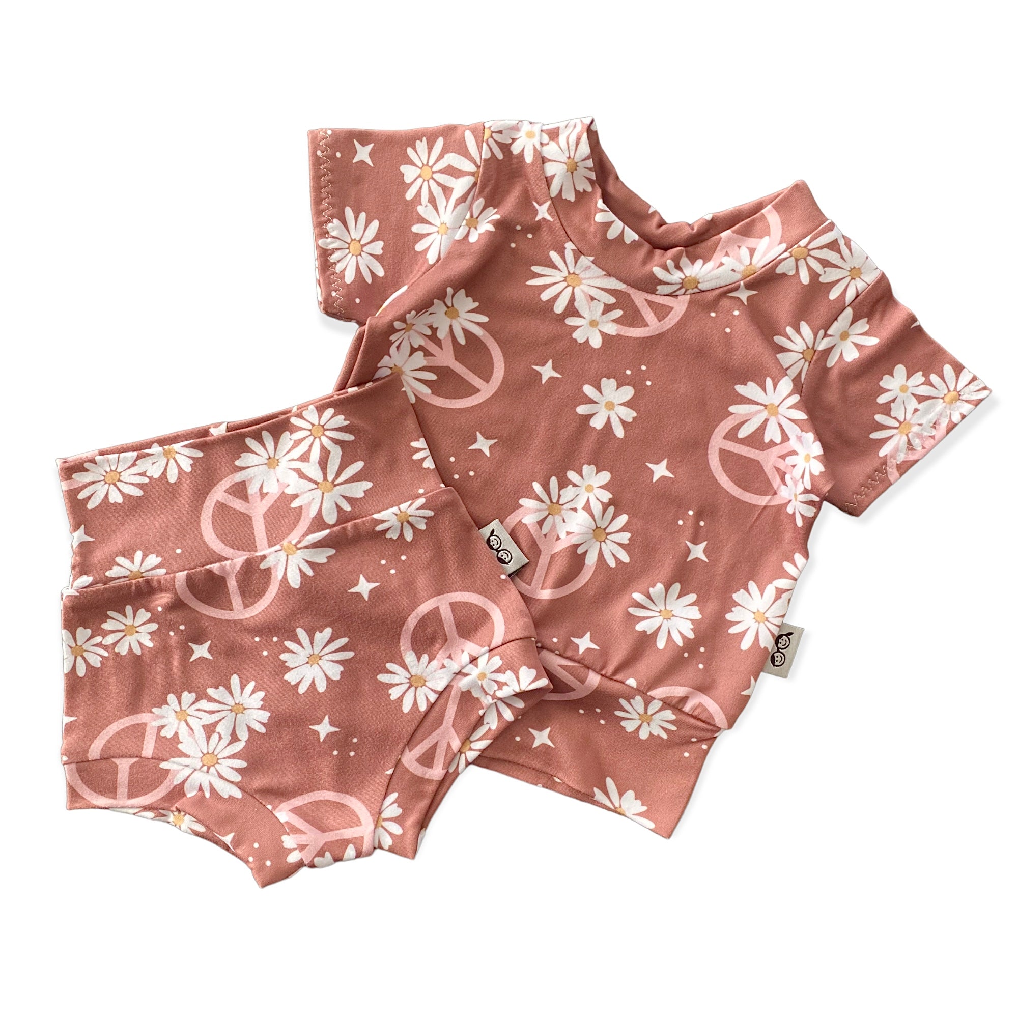 Peace Sign Floral Mauve Summer Lounge Set