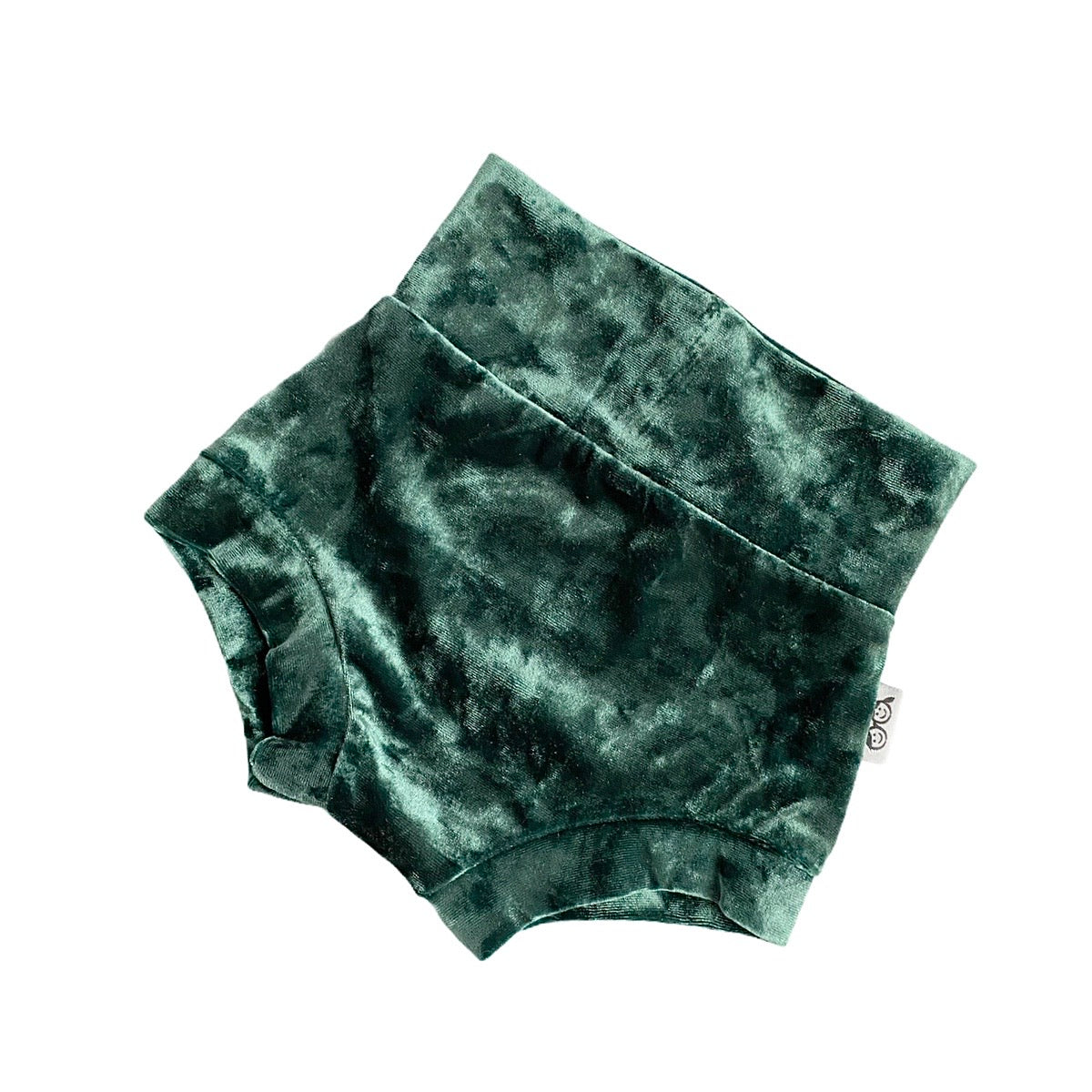 Green Velvet Bummies featuring a soft, high-waisted design. Handmade for babies and toddlers, perfect for holiday celebrations, special occasions, or everyday wear.