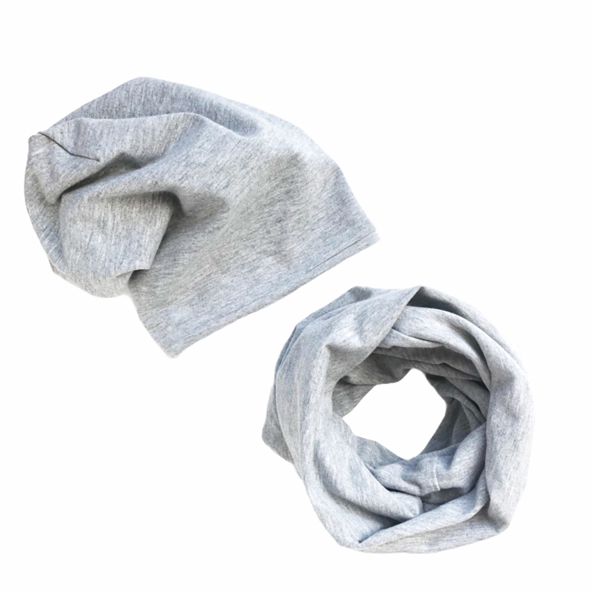 Grey Slouchy Beanie and Infinity Scarf