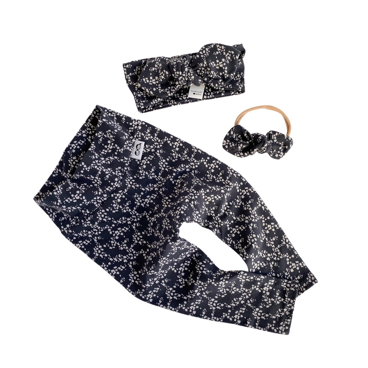 Messy Dots on Charcoal Leggings and/or Headbands