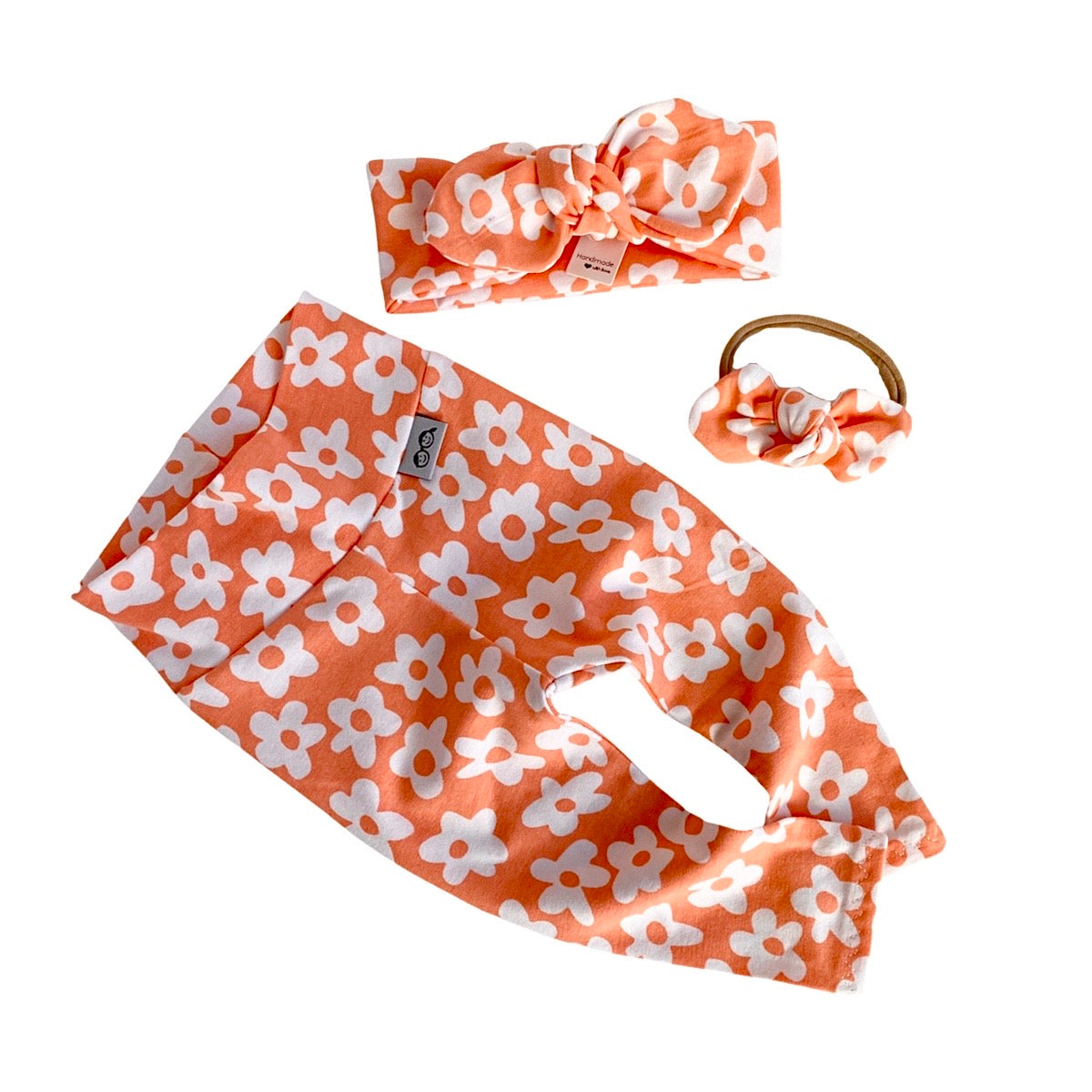 Peach Windy Floral Leggings and/or Headbands